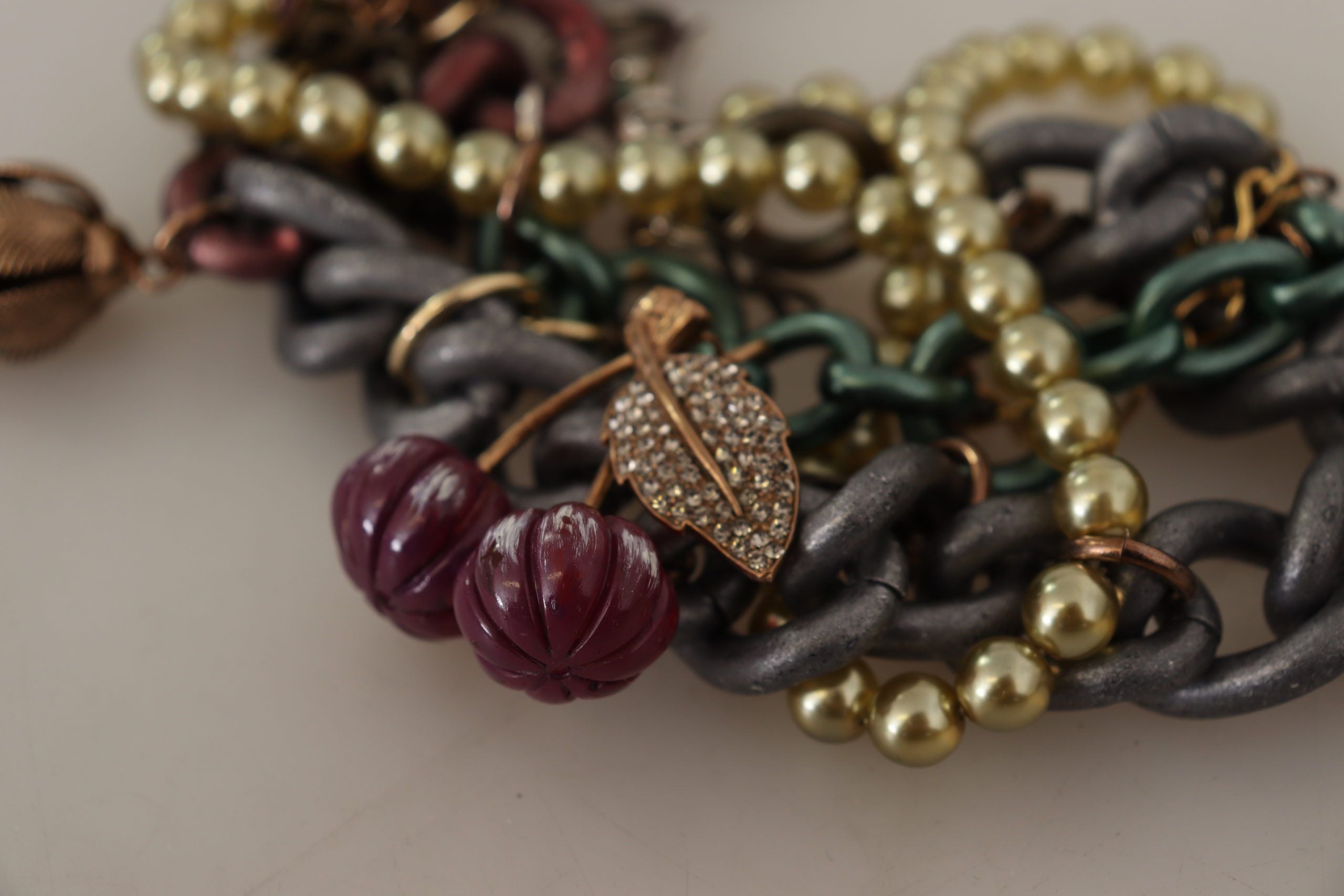 Dolce & Gabbana Gold Brass Sicily Floral Crystal Statement Necklace Dolce & Gabbana