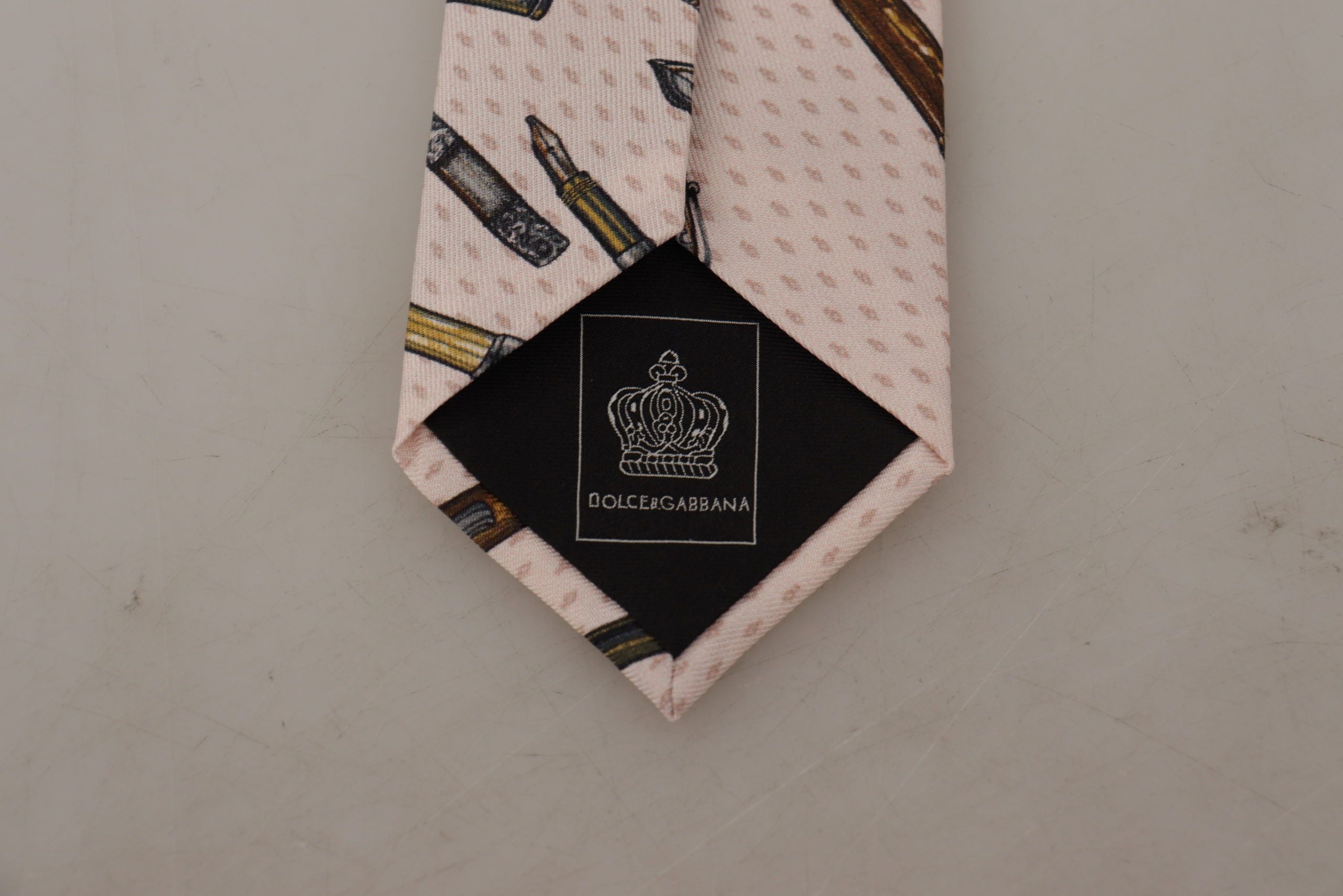 Dolce & Gabbana Pink Pen Dots Print 100% Silk Adjustable Neck Accessory Tie Dolce & Gabbana