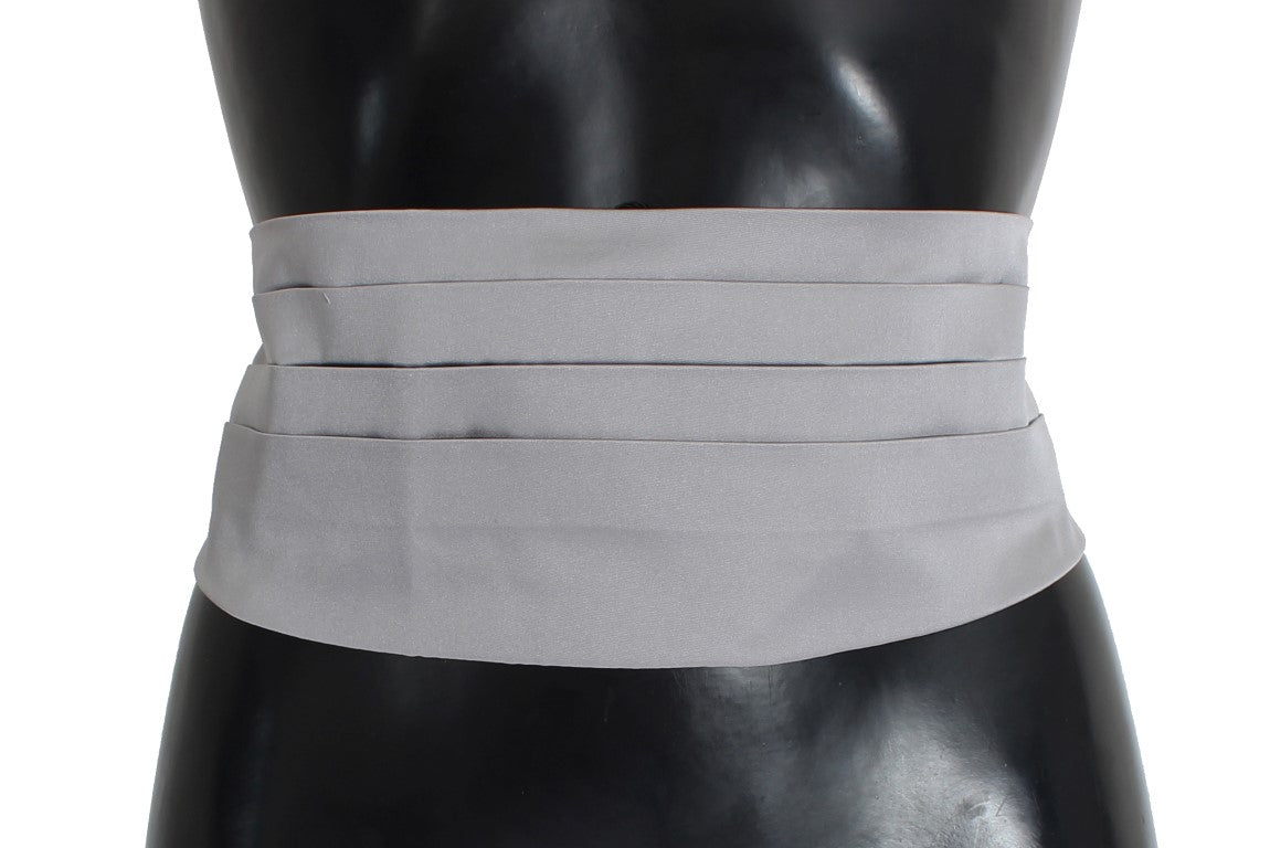 Dolce & Gabbana Gray Waist Belt Silk Cummerbund Dolce & Gabbana