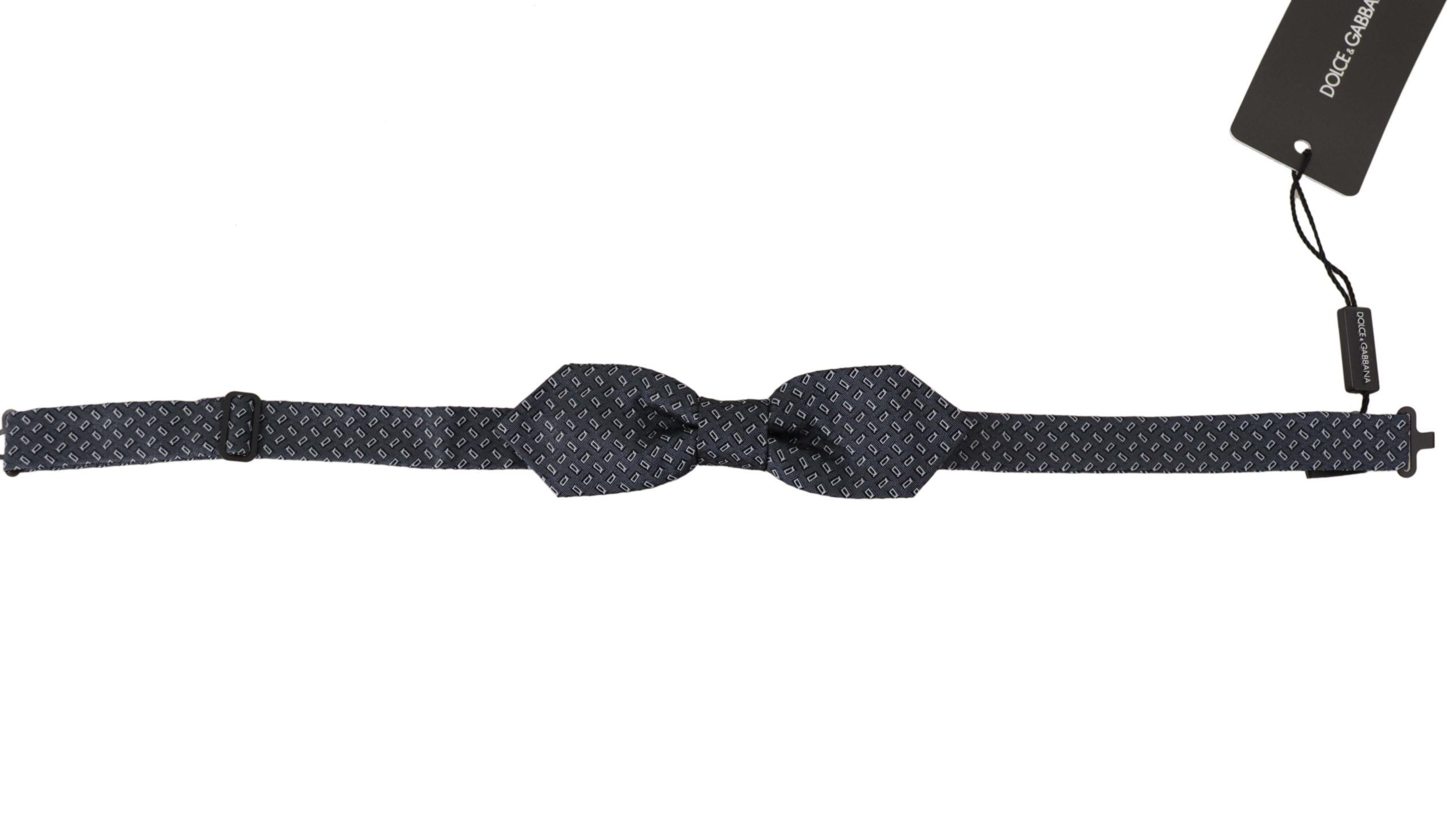 Dolce & Gabbana Blue Gray Polka Dot 100% Silk Neck Papillon Tie Dolce & Gabbana