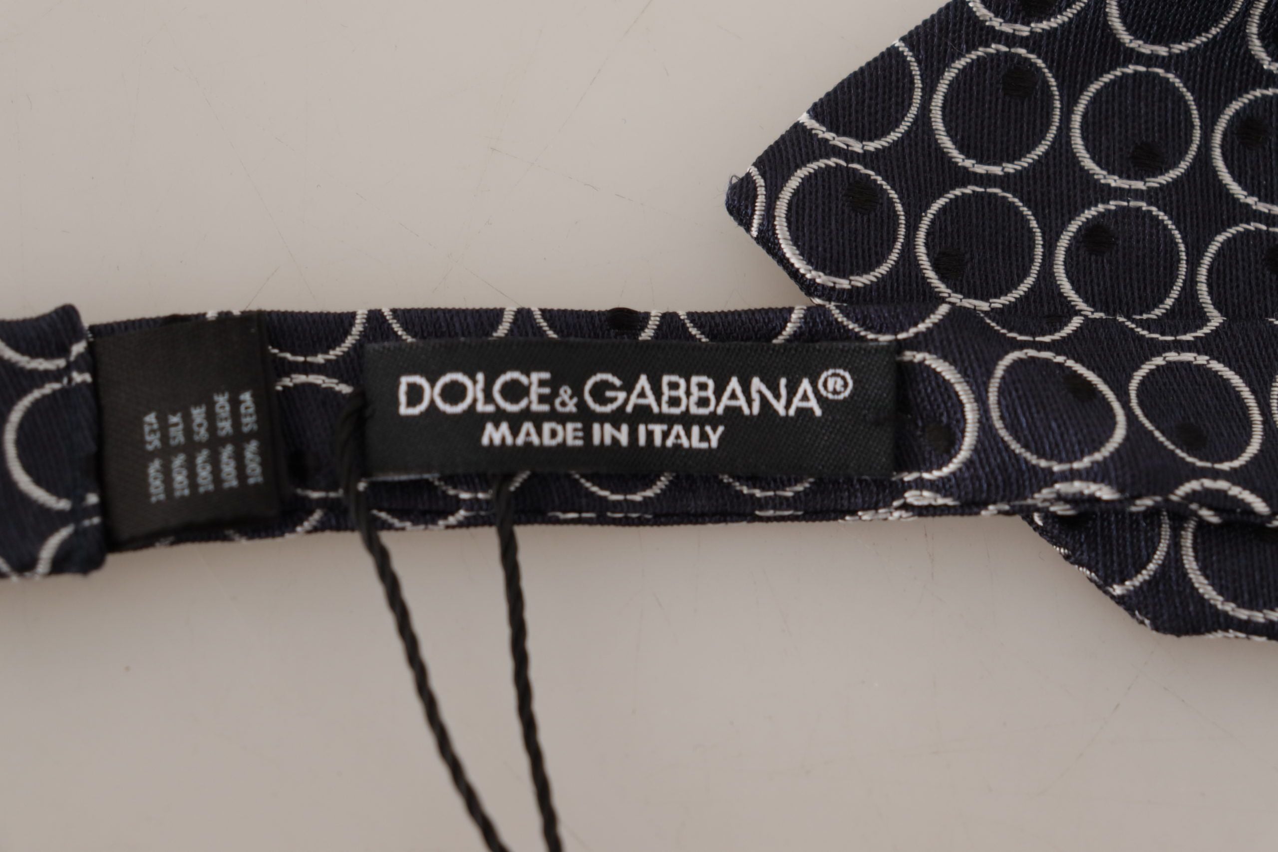 Dolce & Gabbana Black White Round 100% Silk Neck Papillon  Tie Dolce & Gabbana