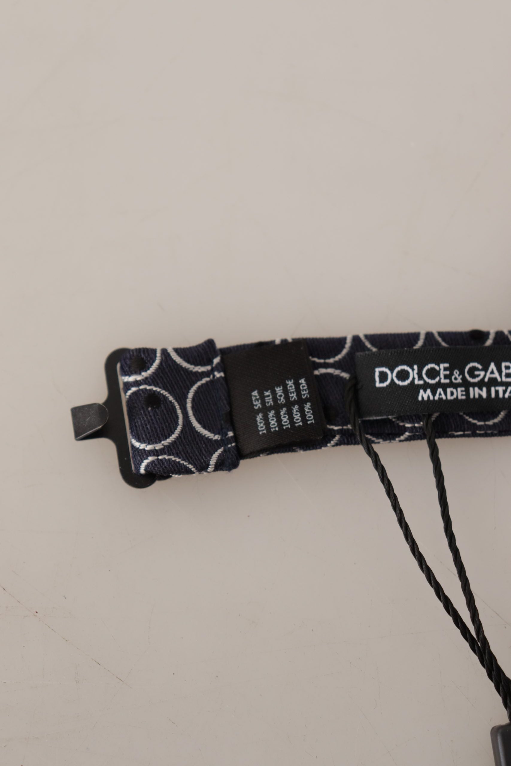 Dolce & Gabbana Black White Round 100% Silk Neck Papillon  Tie Dolce & Gabbana