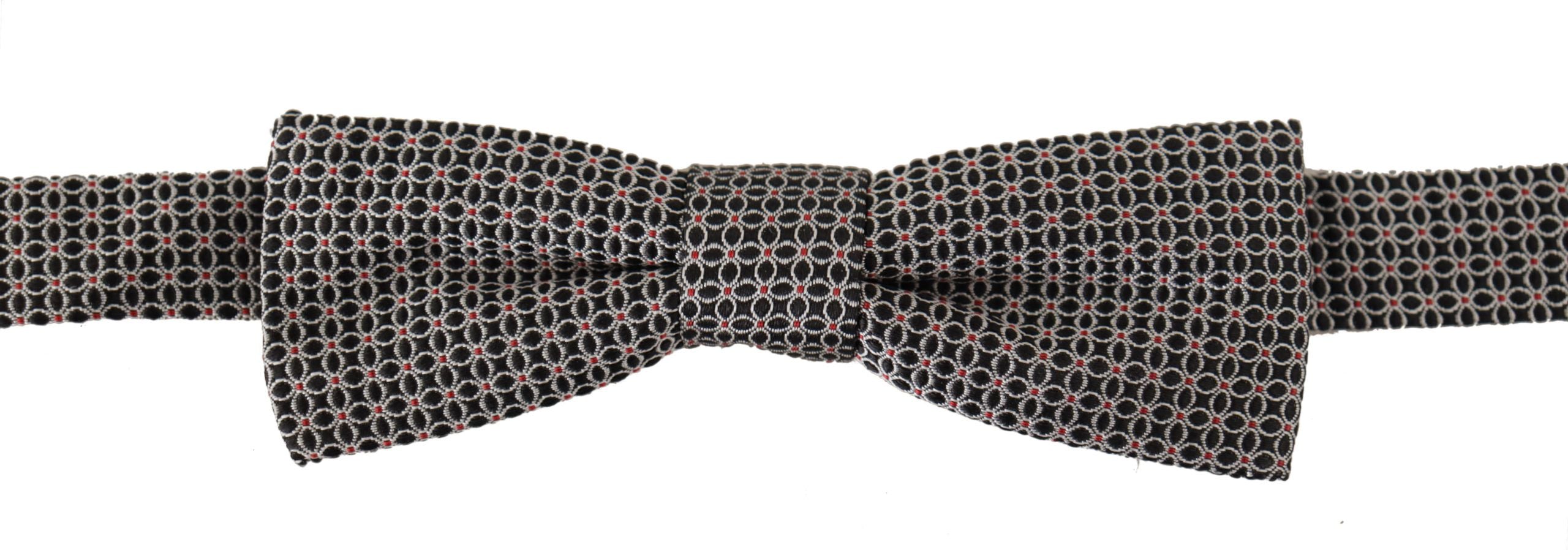 Dolce & Gabbana Black White Flower Pattern Silk Neck Papillon Tie Dolce & Gabbana