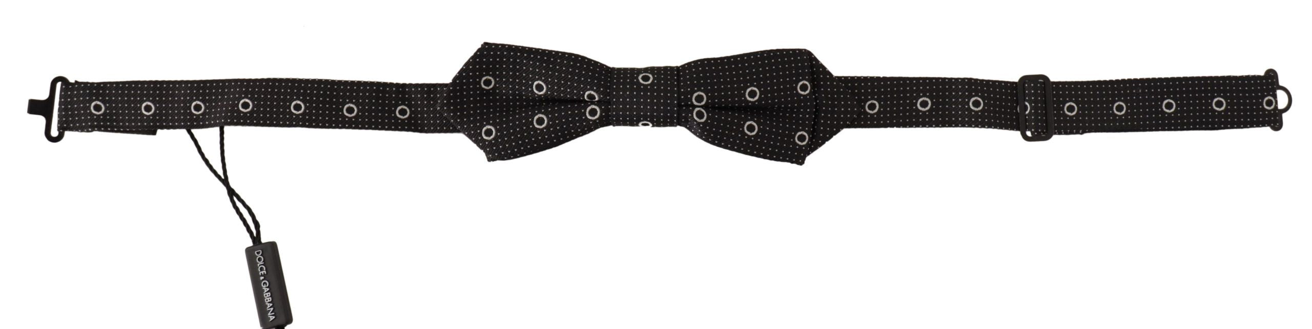 Dolce & Gabbana Black White Polka Dot 100% Silk Neck Papillon Tie Dolce & Gabbana