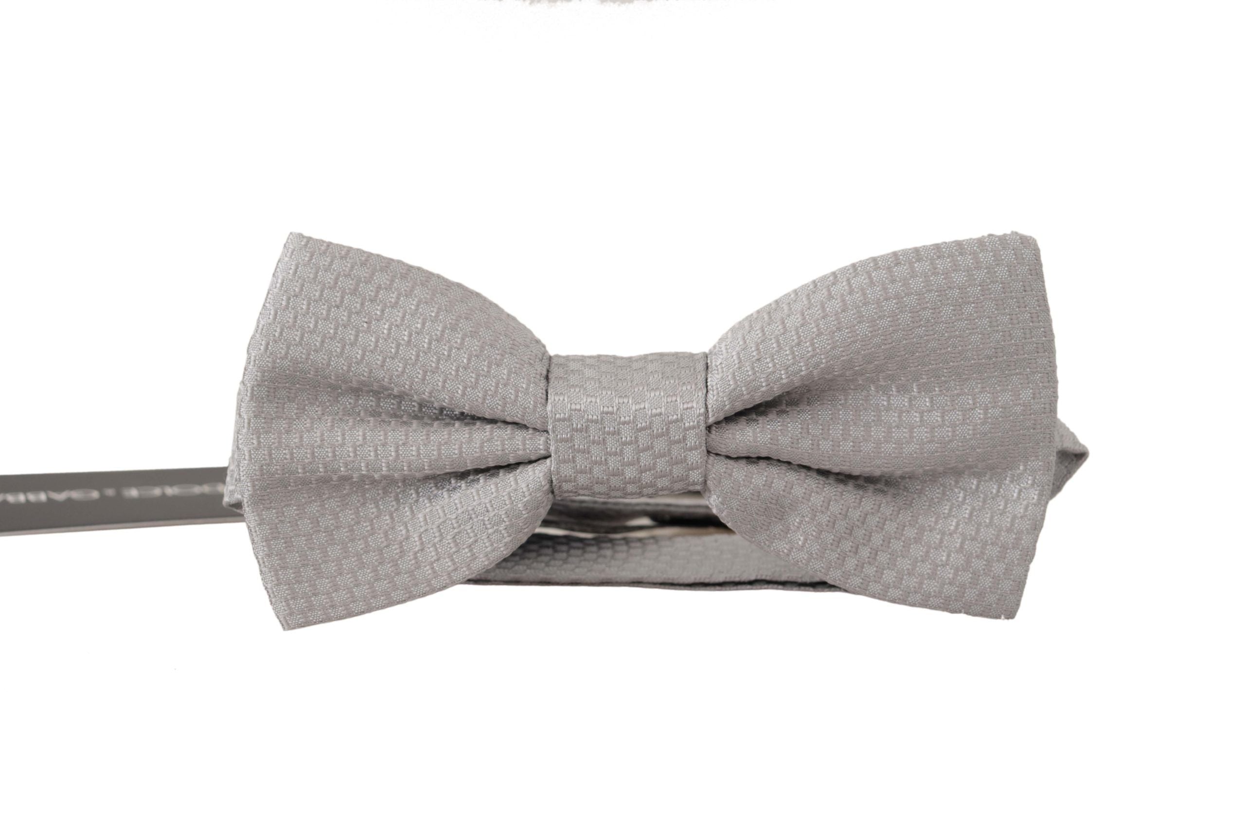 Dolce & Gabbana Gray 100% Silk Adjustable Neck Papillon Tie Dolce & Gabbana