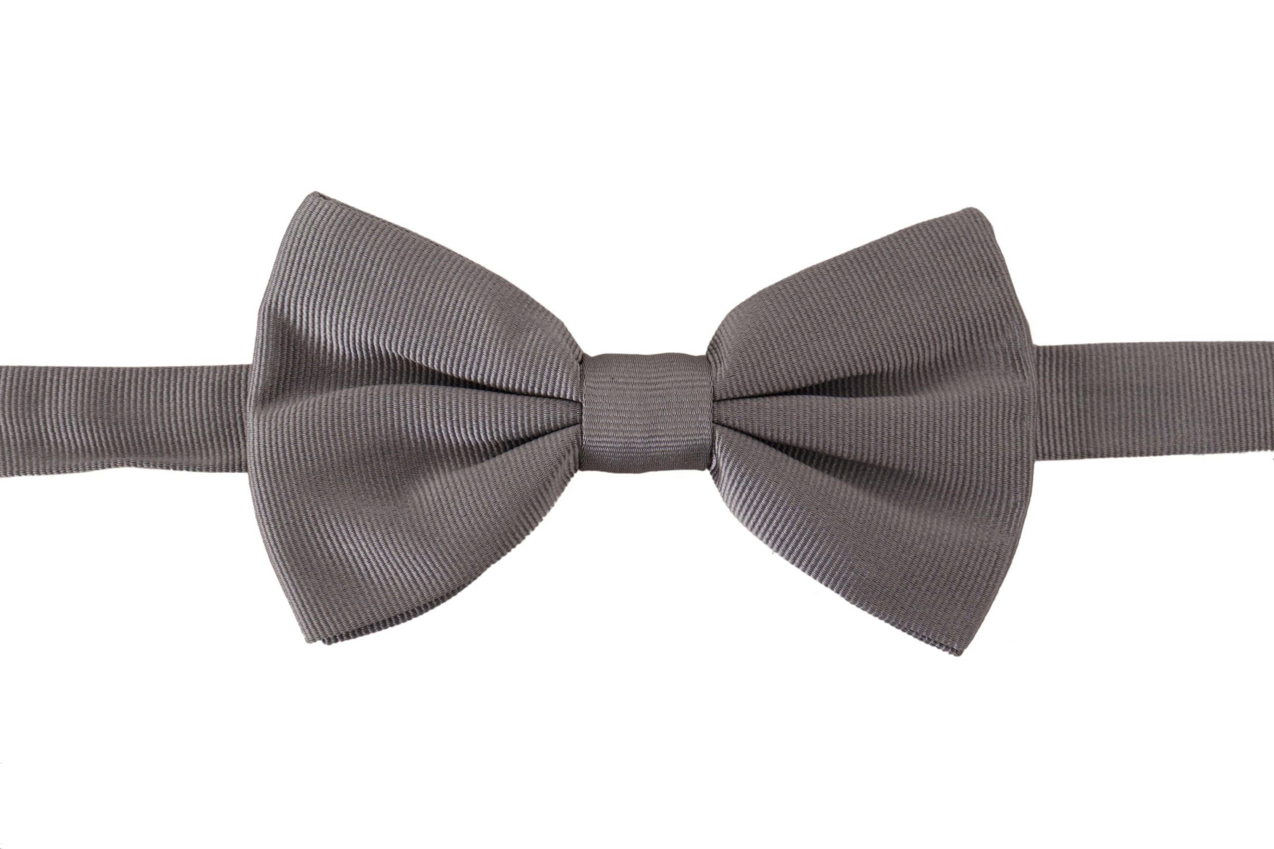 Dolce & Gabbana Gray 100% Silk Adjustable Neck Papillon Tie Dolce & Gabbana