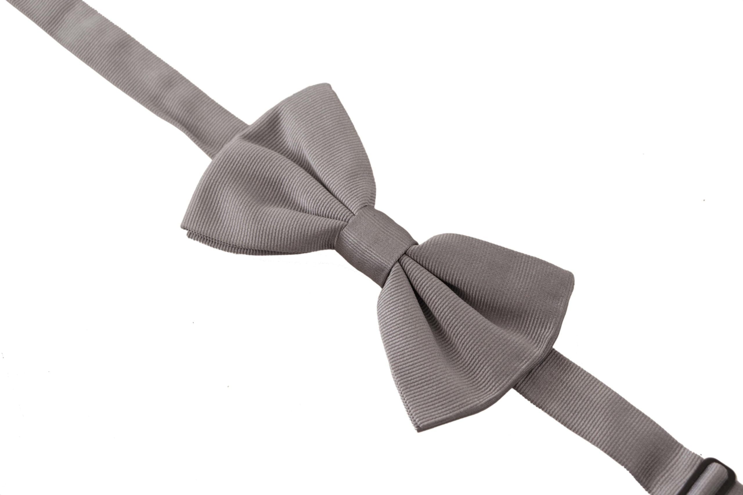 Dolce & Gabbana Gray 100% Silk Adjustable Neck Papillon Tie Dolce & Gabbana