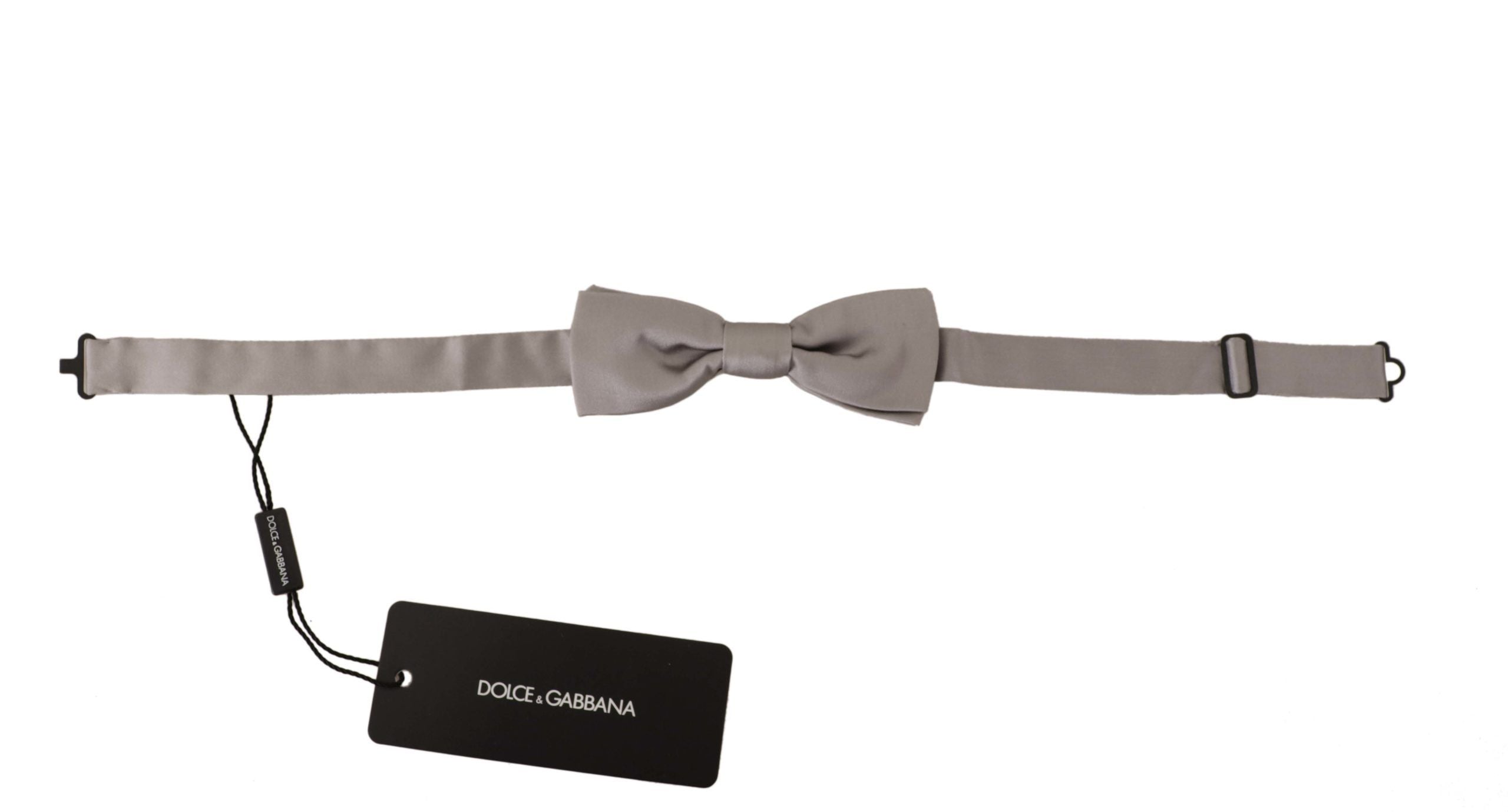 Dolce & Gabbana Silver 100% Silk Slim Adjustable Neck Papillon Tie Dolce & Gabbana