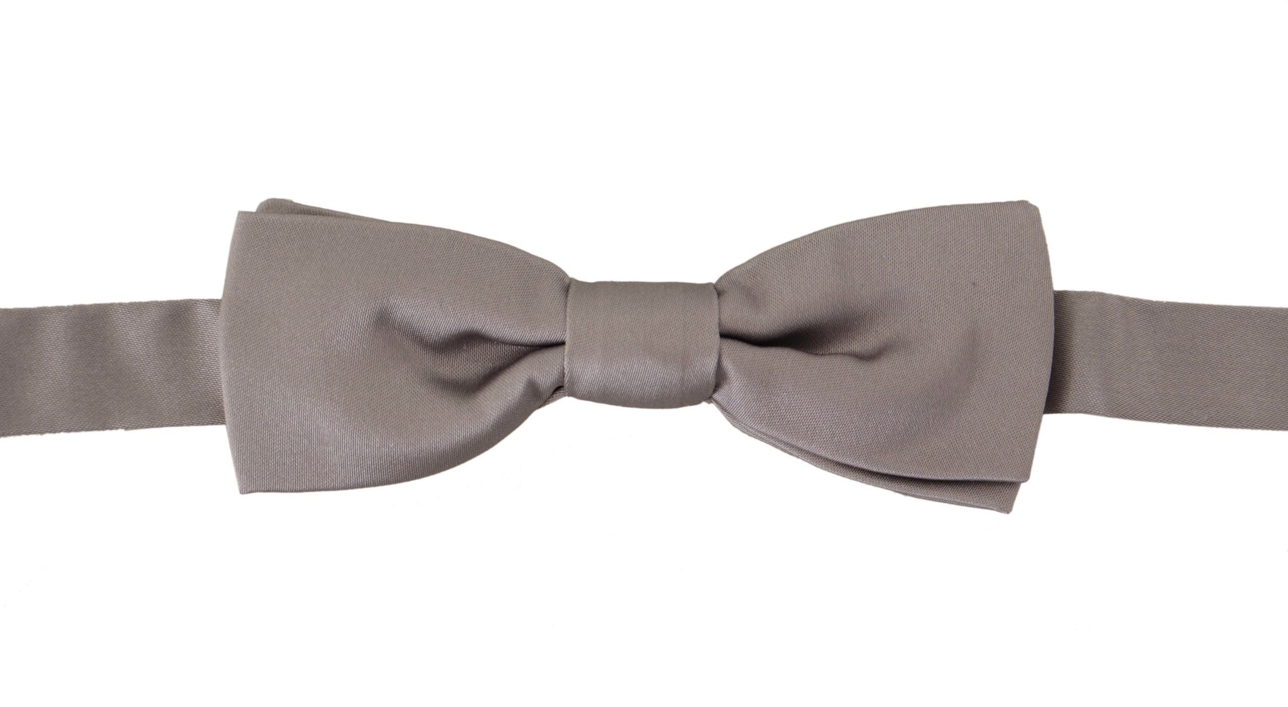 Dolce & Gabbana Silver 100% Silk Slim Adjustable Neck Papillon Tie Dolce & Gabbana
