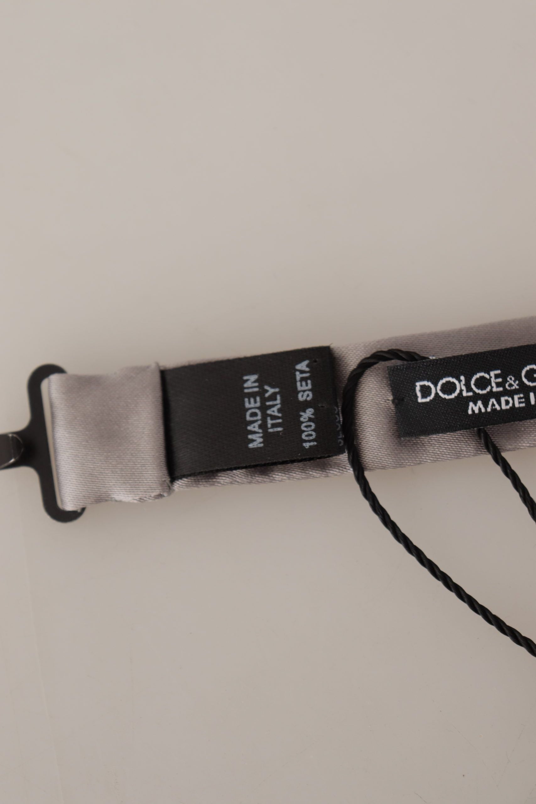 Dolce & Gabbana Silver 100% Silk Slim Adjustable Neck Papillon Tie Dolce & Gabbana