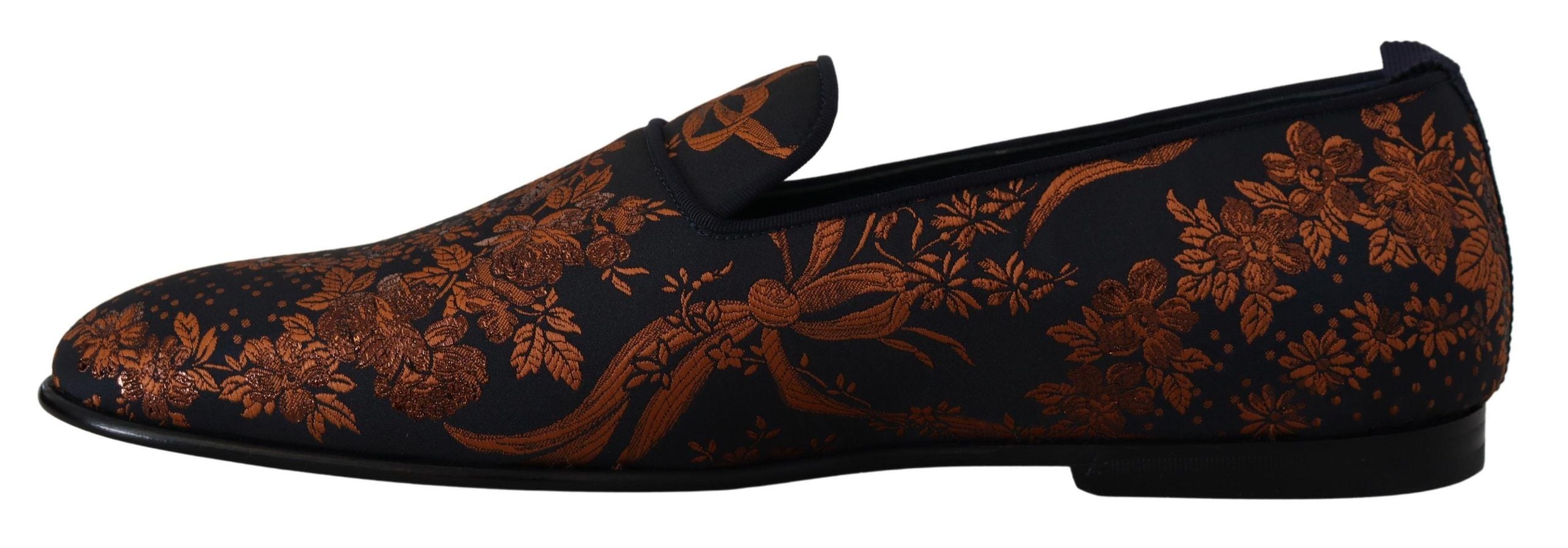 Dolce & Gabbana Blue Rust Floral Slippers Loafers Shoes Dolce & Gabbana