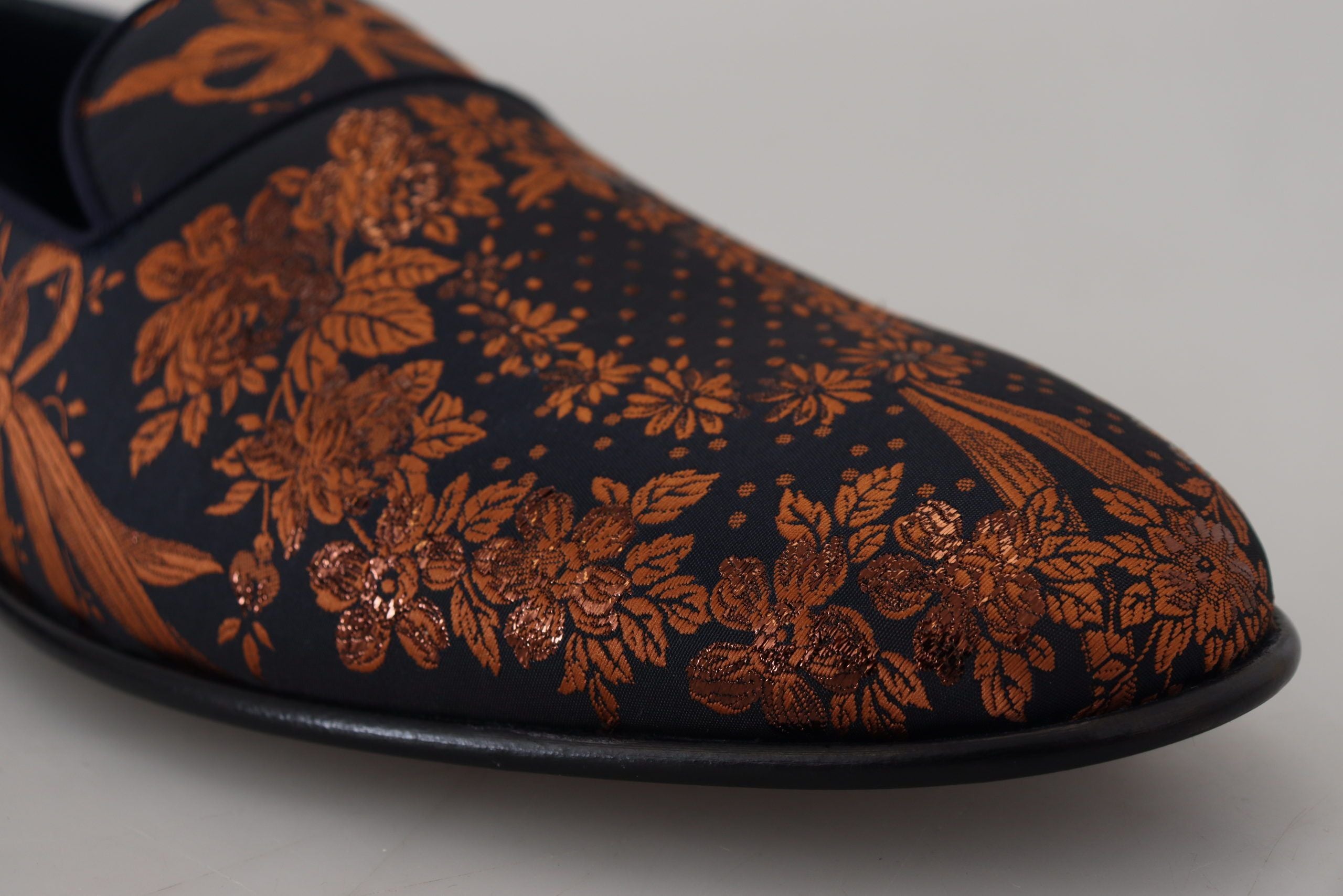 Dolce & Gabbana Blue Rust Floral Slippers Loafers Shoes Dolce & Gabbana