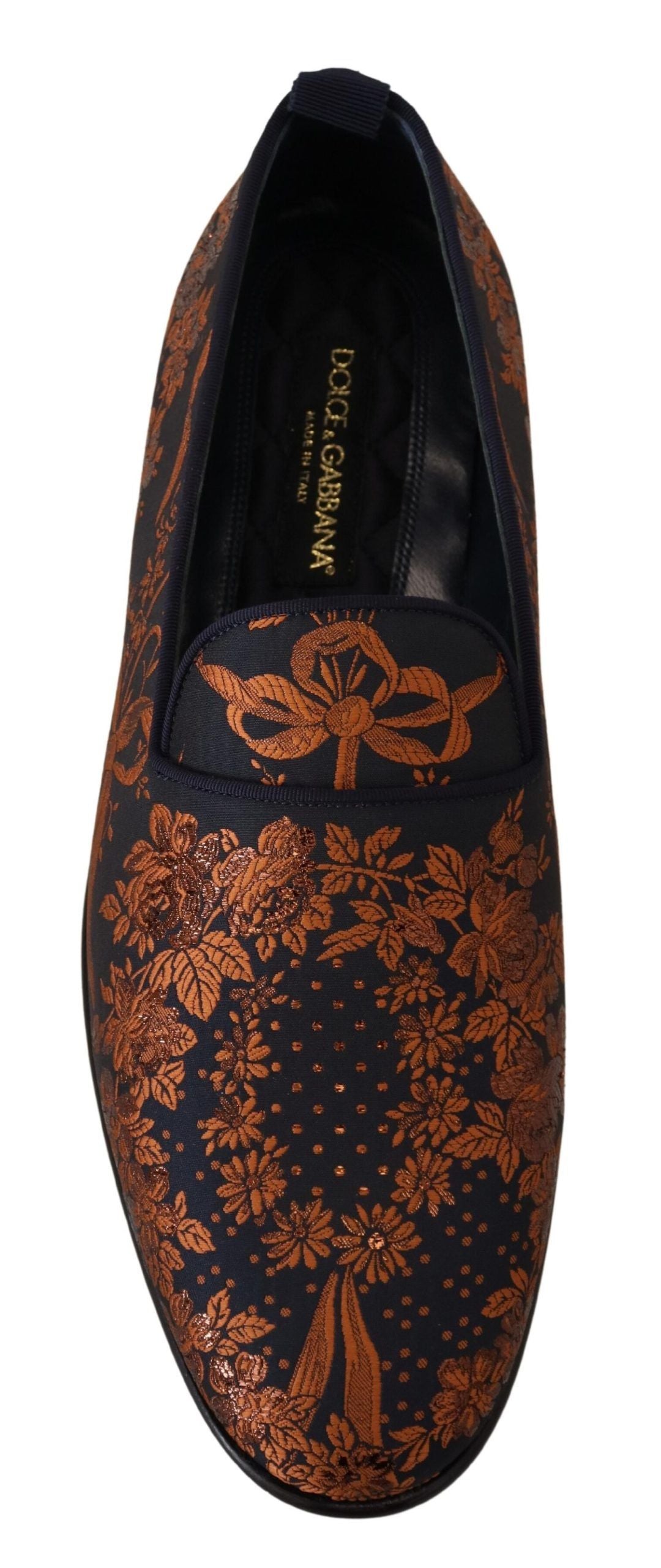 Dolce & Gabbana Blue Rust Floral Slippers Loafers Shoes Dolce & Gabbana