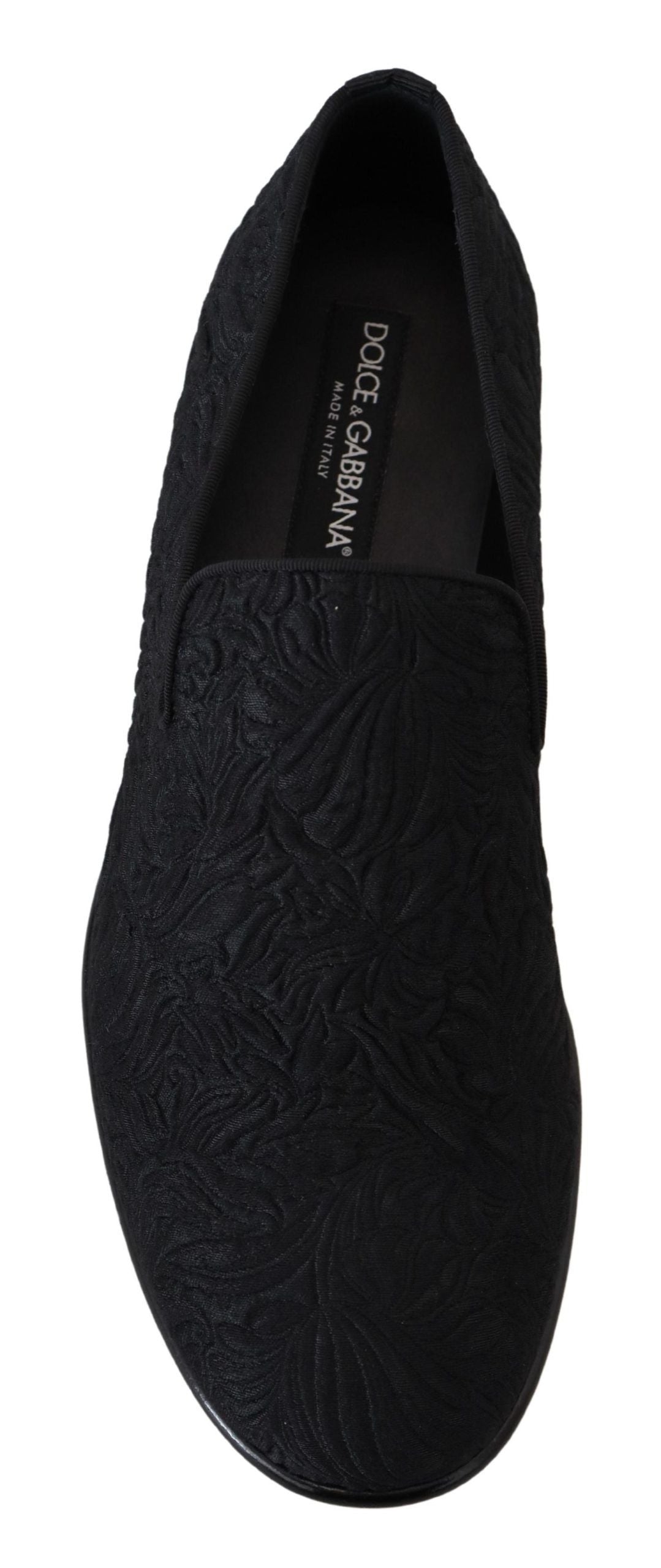 Dolce & Gabbana Black Floral Jacquard Slippers Loafers Shoes Dolce & Gabbana