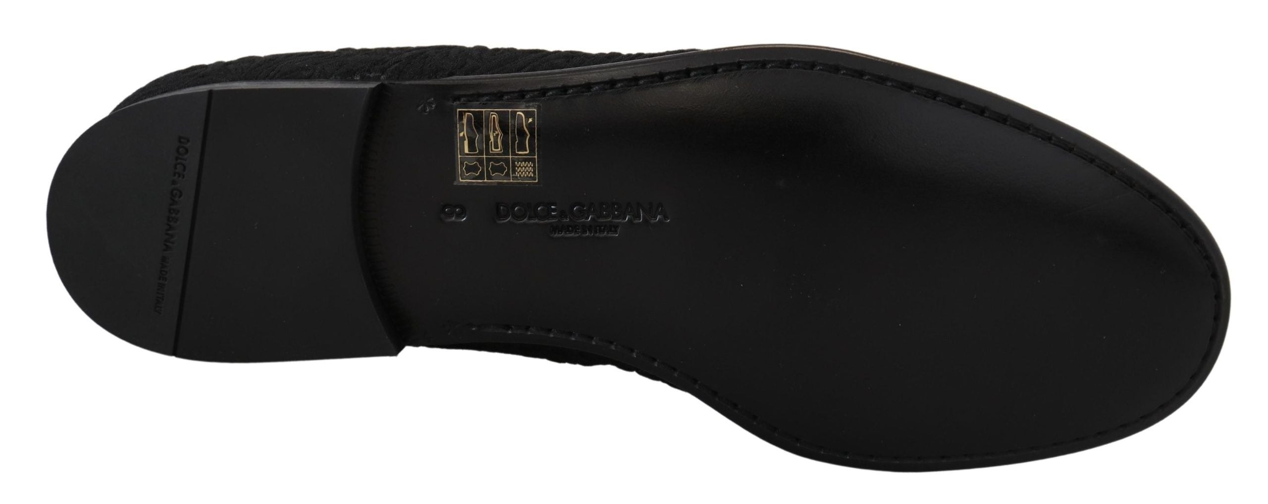 Dolce & Gabbana Black Floral Jacquard Slippers Loafers Shoes Dolce & Gabbana