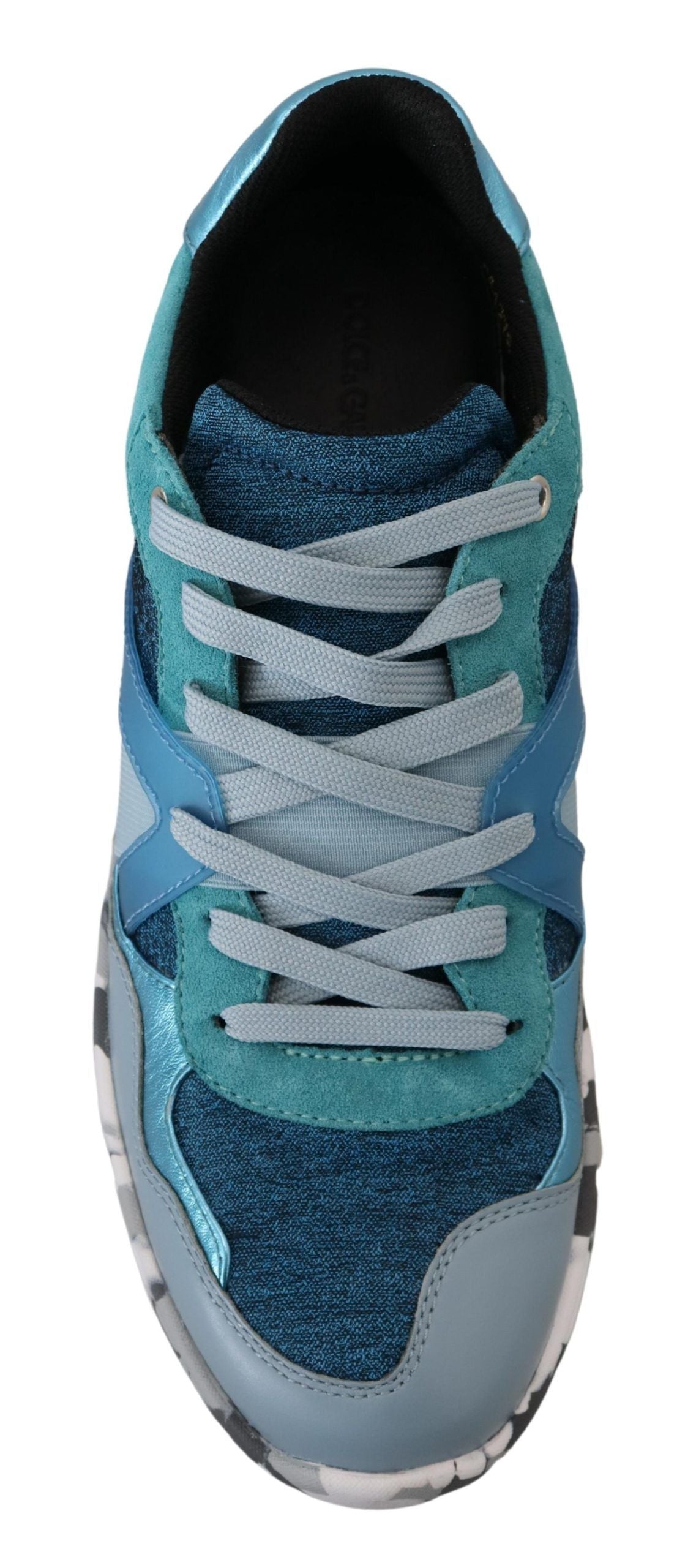 Dolce & Gabbana Blue Gray Leather Sport Low Top Sneakers Dolce & Gabbana