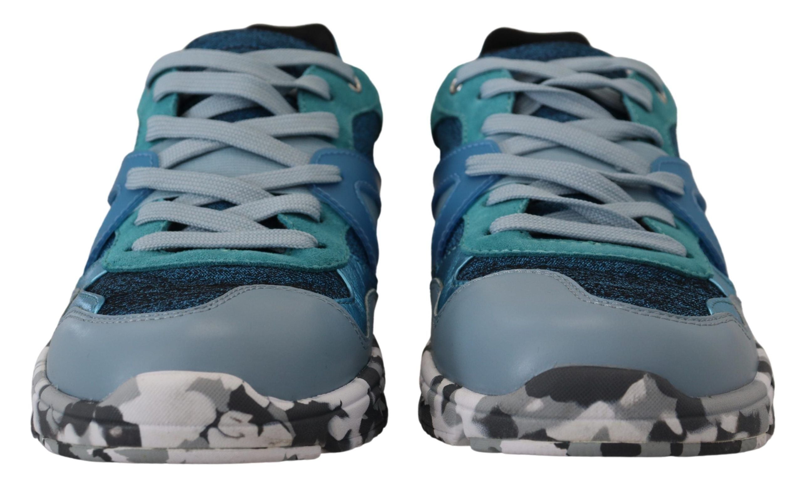 Dolce & Gabbana Blue Gray Leather Sport Low Top Sneakers Dolce & Gabbana