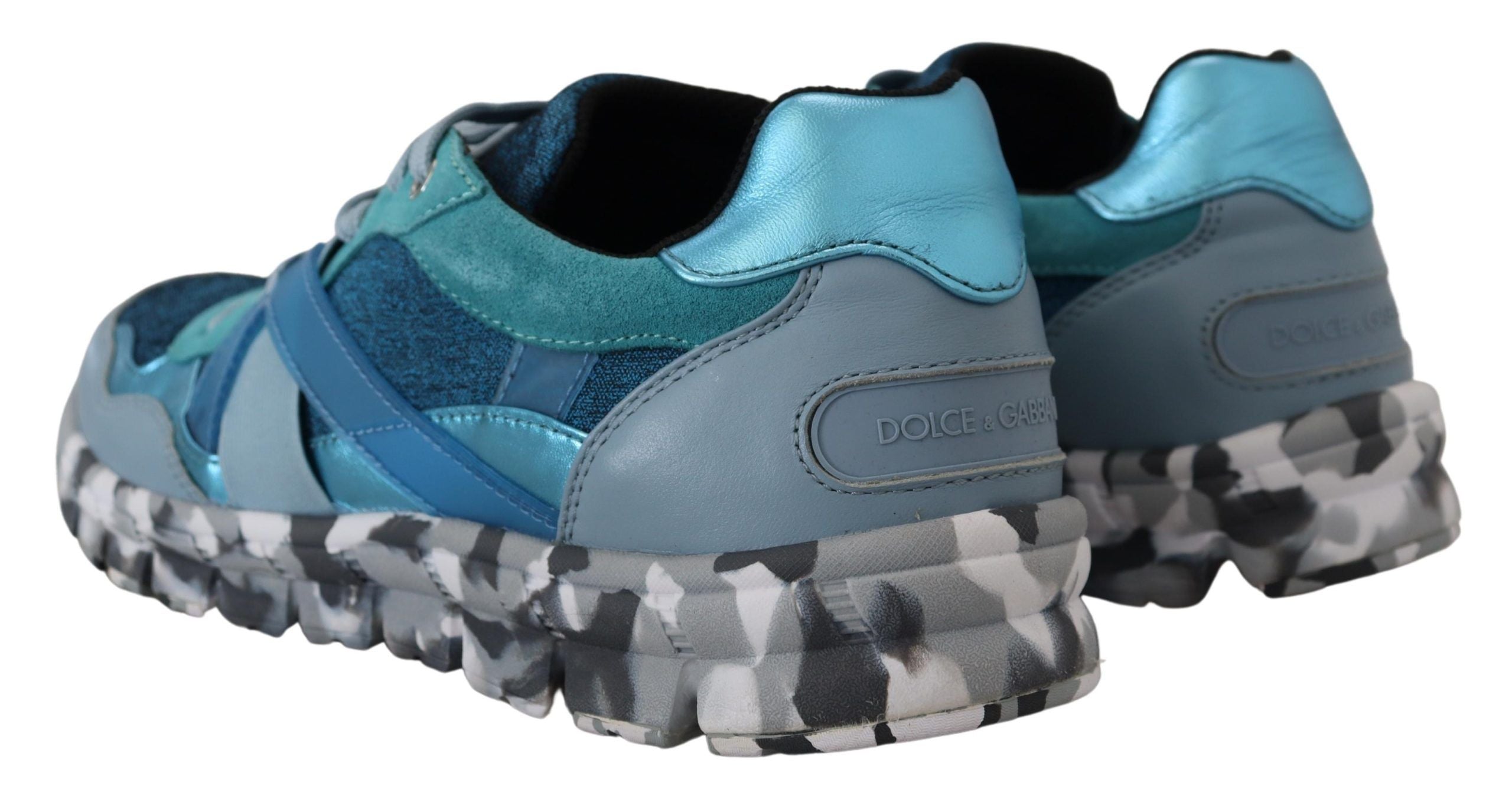 Dolce & Gabbana Blue Gray Leather Sport Low Top Sneakers Dolce & Gabbana