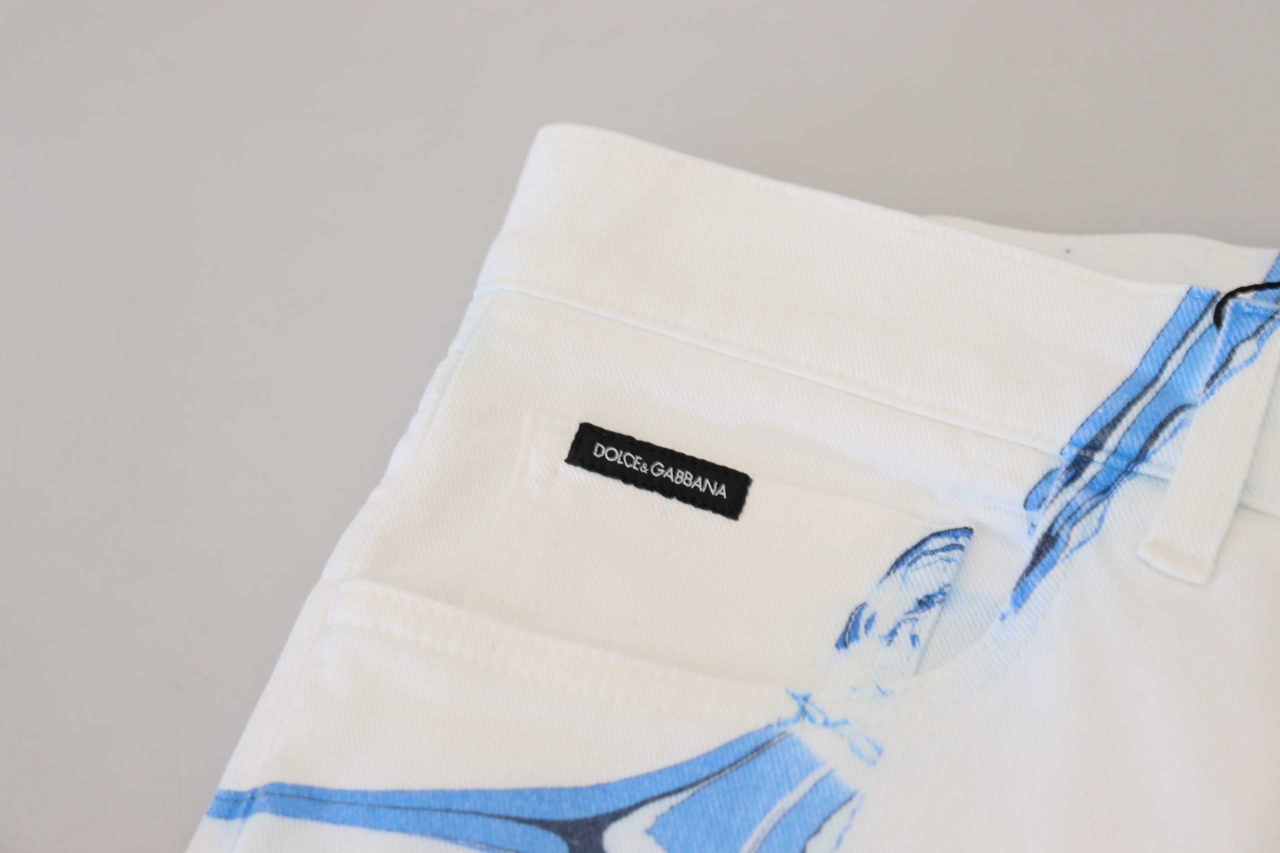 Dolce & Gabbana White Blue Denim Cotton Jeans Stretch Skinny Fit Pant Dolce & Gabbana