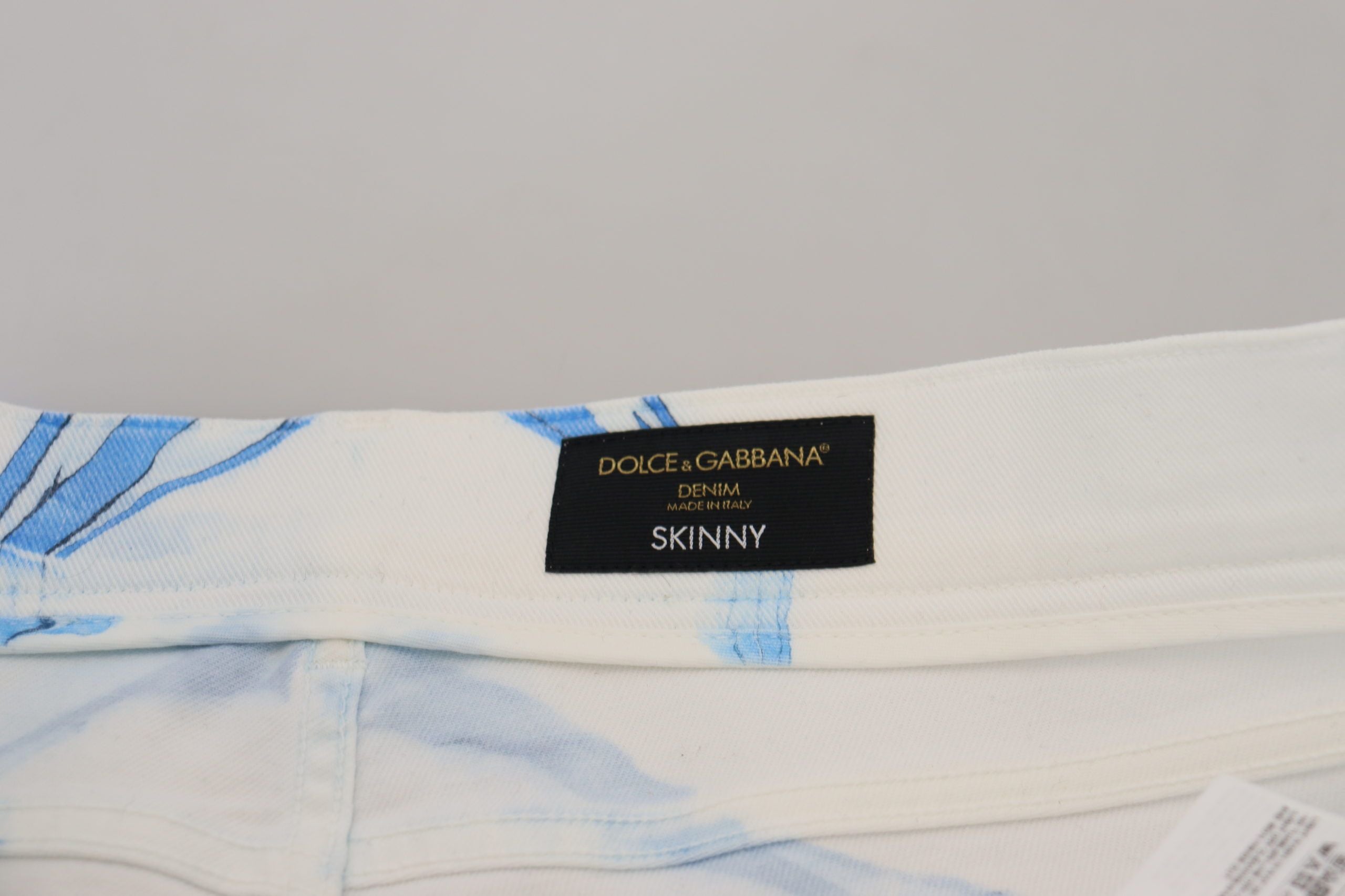 Dolce & Gabbana White Blue Denim Cotton Jeans Stretch Skinny Fit Pant Dolce & Gabbana