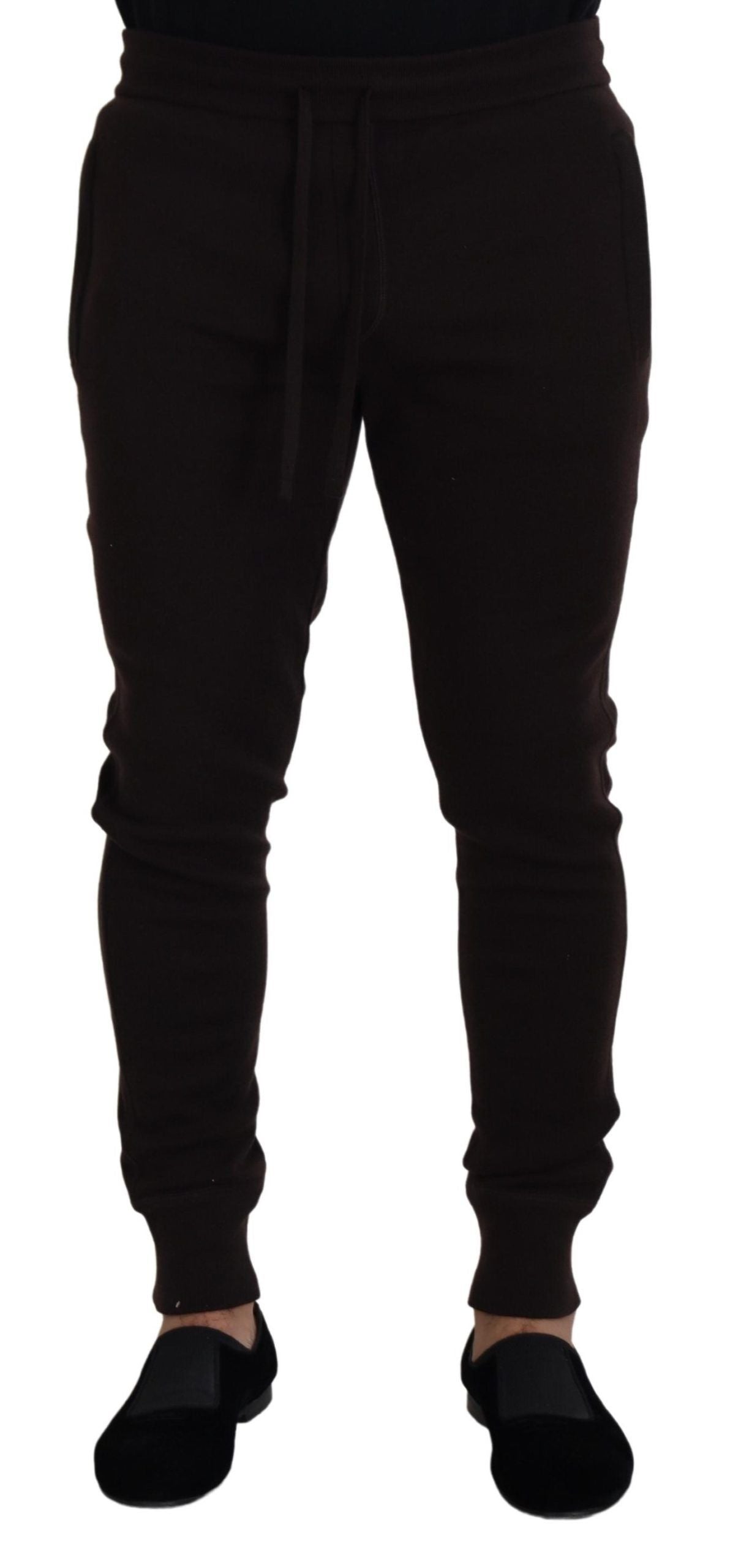 Dolce & Gabbana Brown Cashmere Trousers Bottoms Drawstring Pants Dolce & Gabbana
