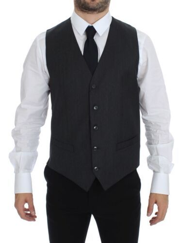 Dolce & Gabbana Gray Wool Formal Dress Vest Gilet Weste Dolce & Gabbana