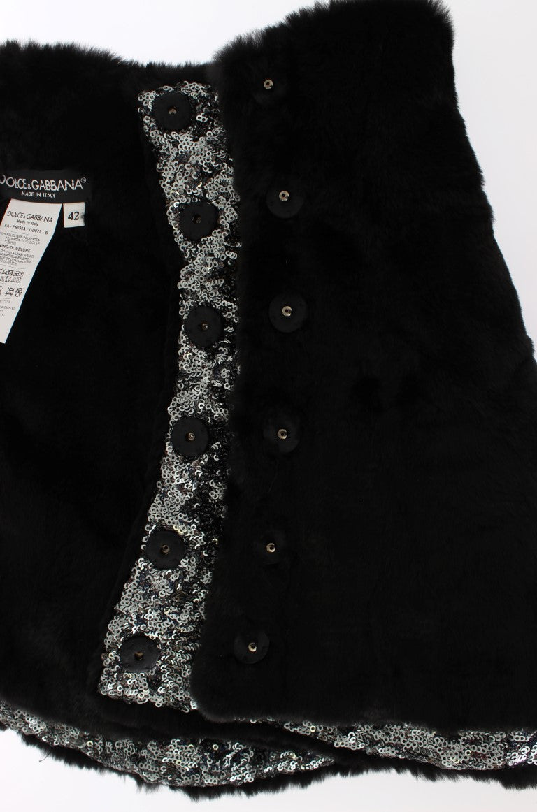 Dolce & Gabbana Silver Sequined Floral Weasel Fur Shoulder Scarf Wrap Dolce & Gabbana