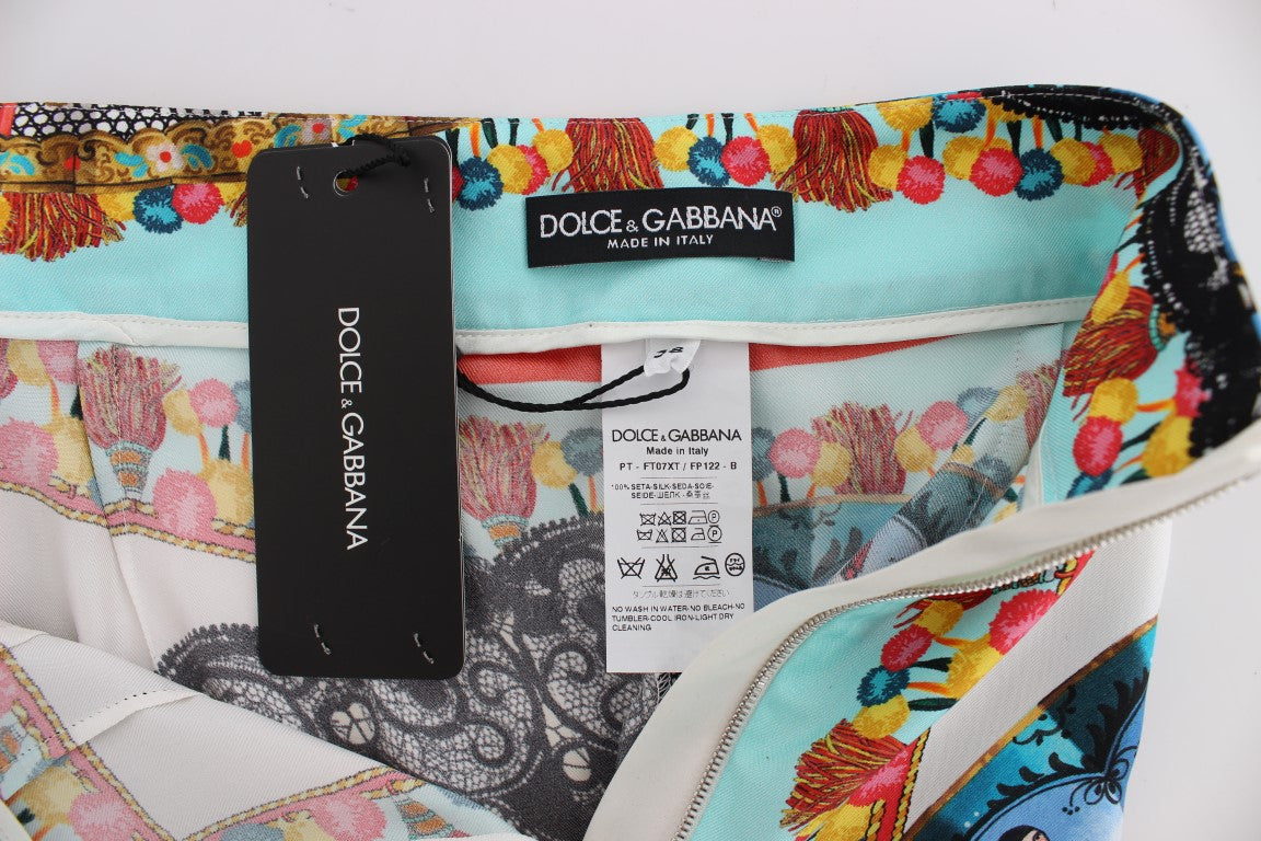 Dolce & Gabbana Multicolor Majolica Sicily Silk Pants Dolce & Gabbana