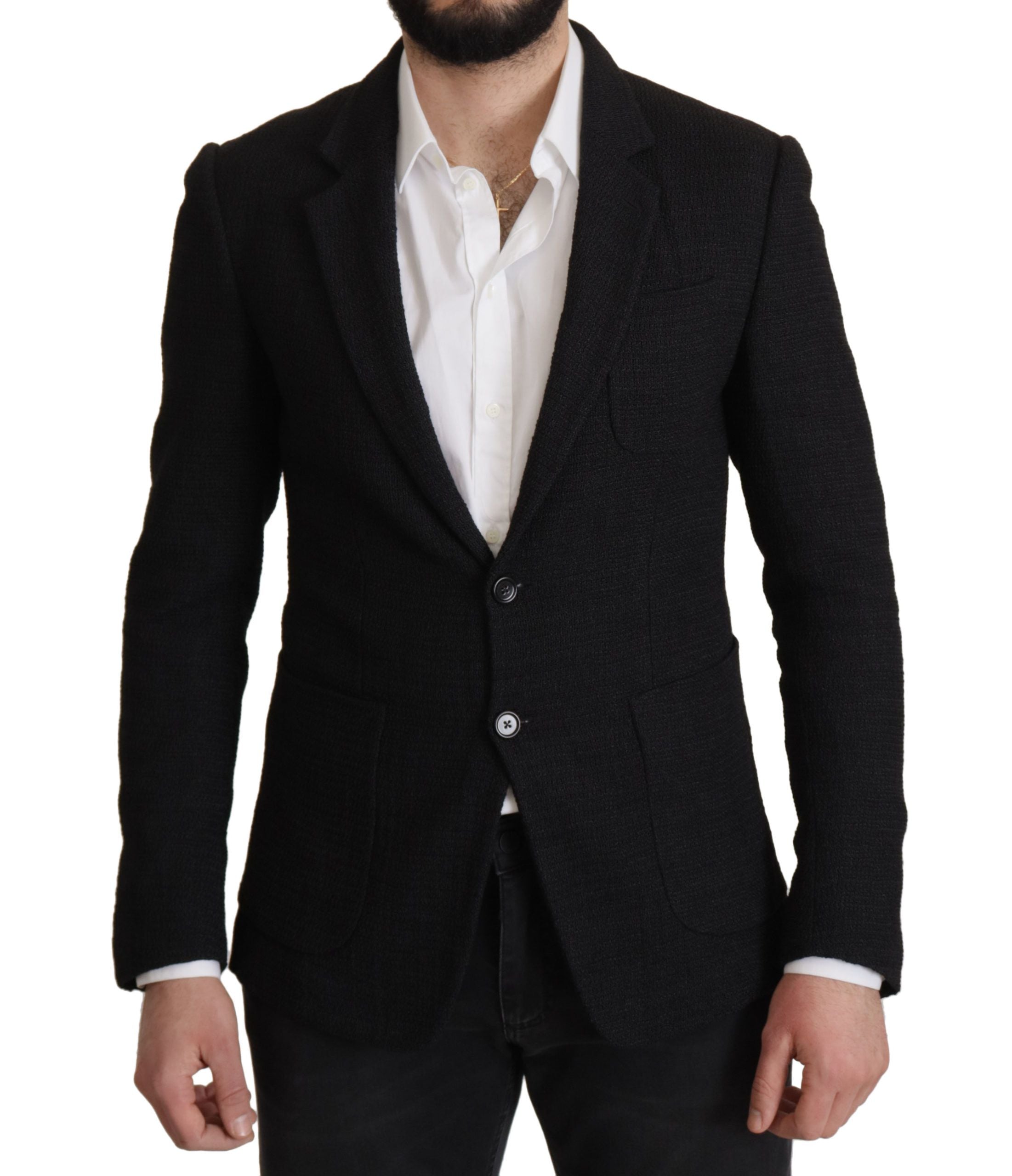 Dolce & Gabbana Black Single Breasted Coat Men Blazer Dolce & Gabbana