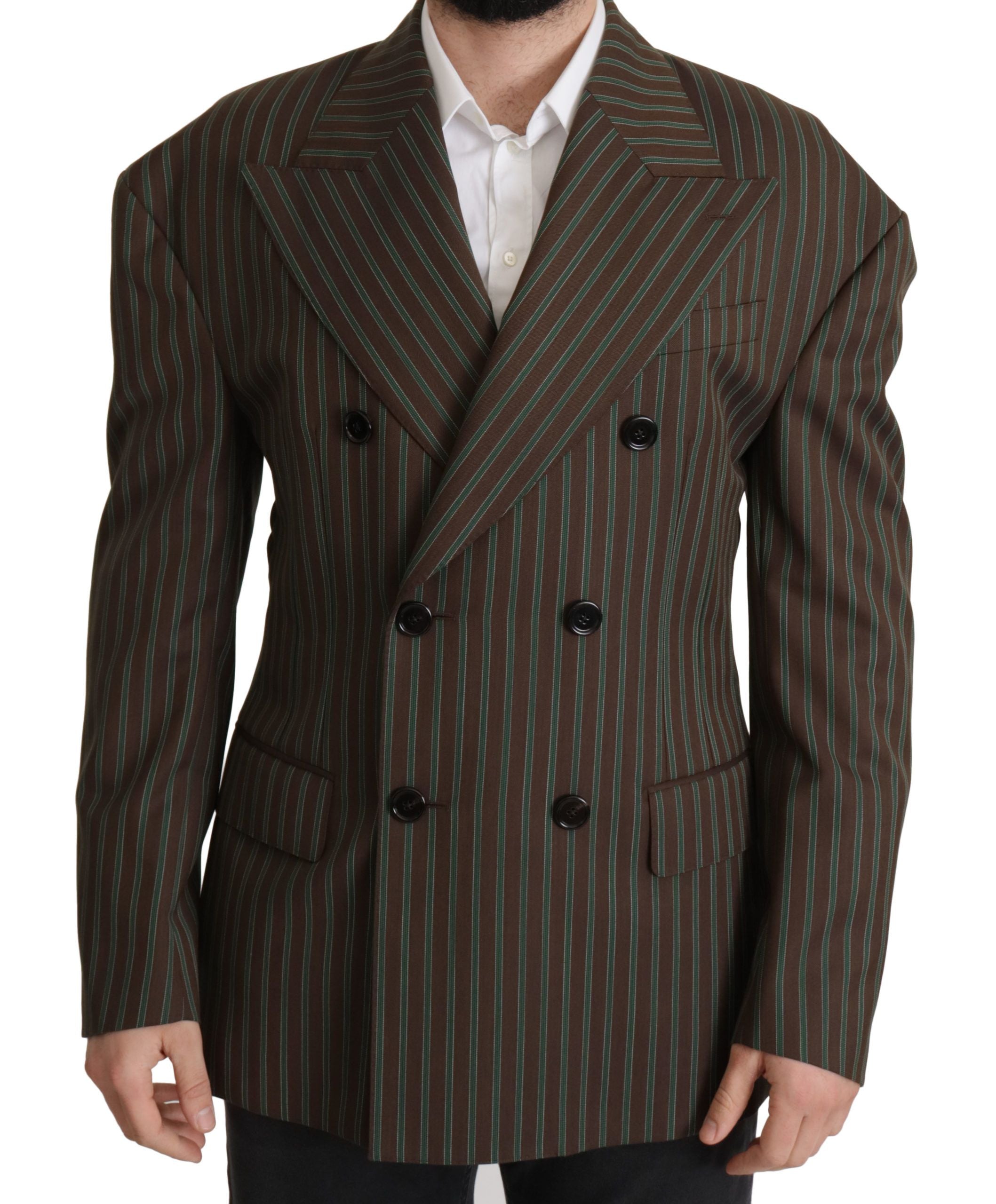 Dolce & Gabbana Multicolor Stripes Double Breasted Blazer Dolce & Gabbana