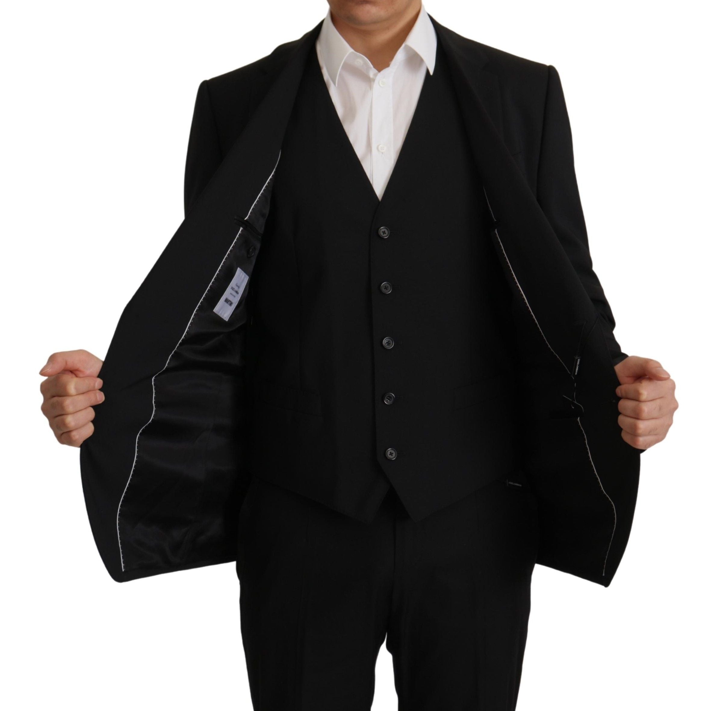 Dolce & Gabbana Black Jacket Vest 2 Piece MARTINI Blazer Dolce & Gabbana