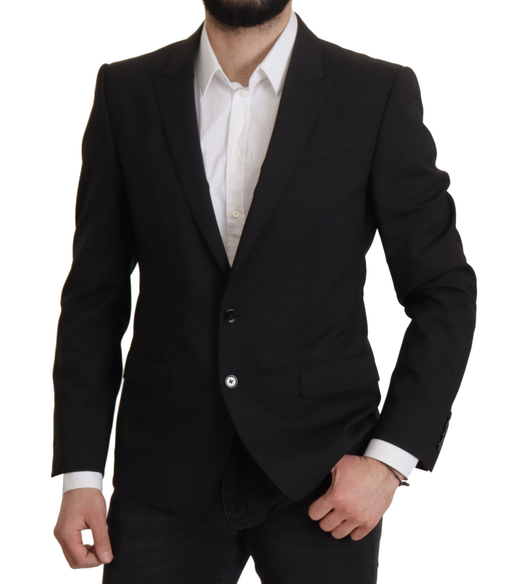 Dolce & Gabbana Black Single Breasted Jacket MARTINI Blazer Dolce & Gabbana