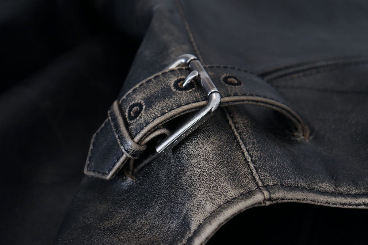 Dolce & Gabbana Black Leather Zipper Biker Coat Jacket Dolce & Gabbana