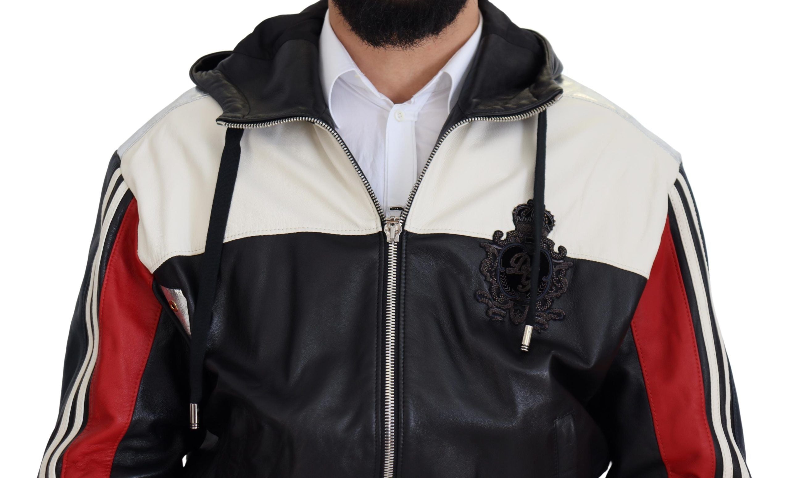 Dolce & Gabbana Black Leather Hooded Blouson Coat Jacket Dolce & Gabbana