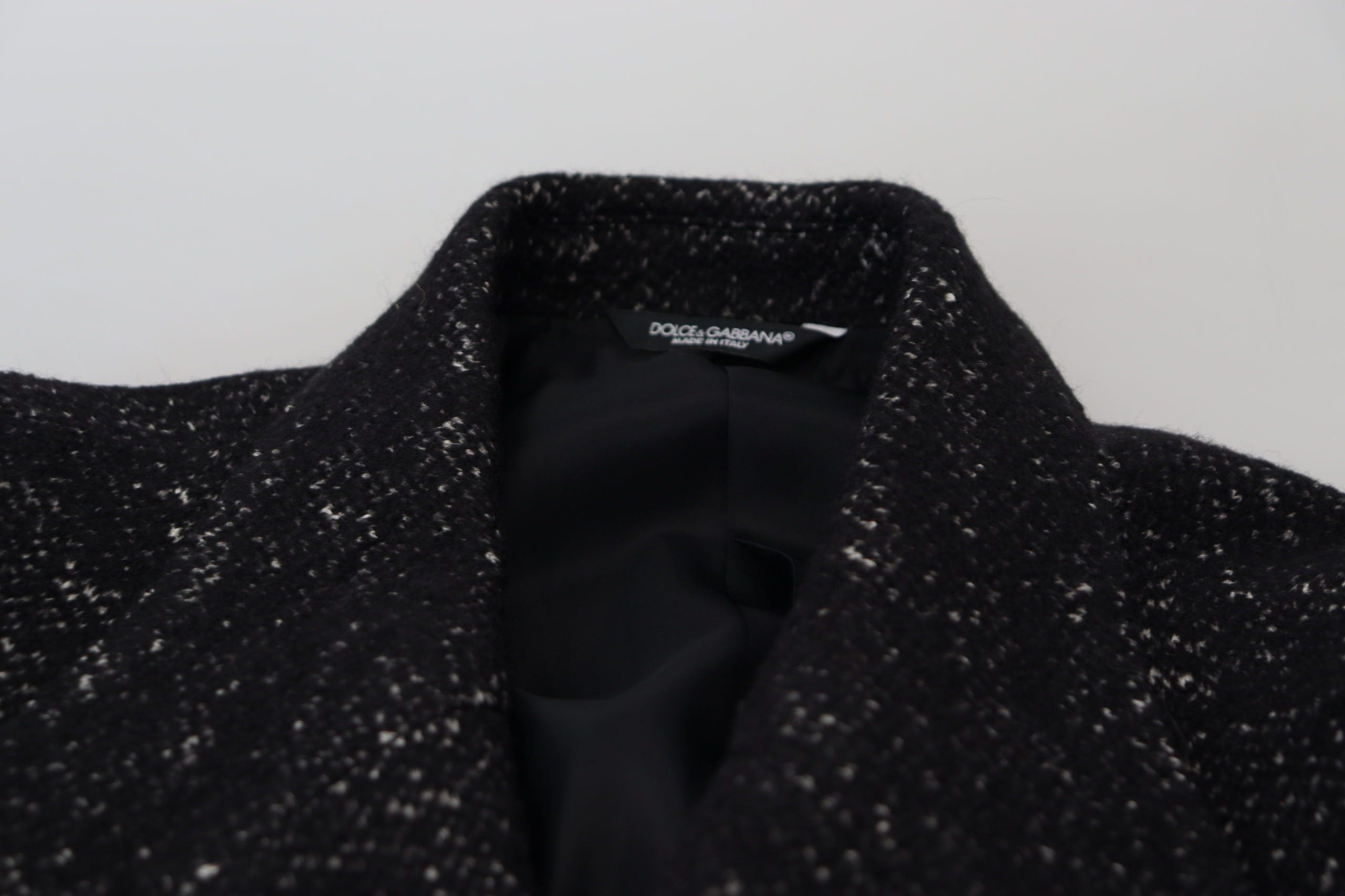 Dolce & Gabbana Black Wool Double Breasted Coat Men Jacket Dolce & Gabbana