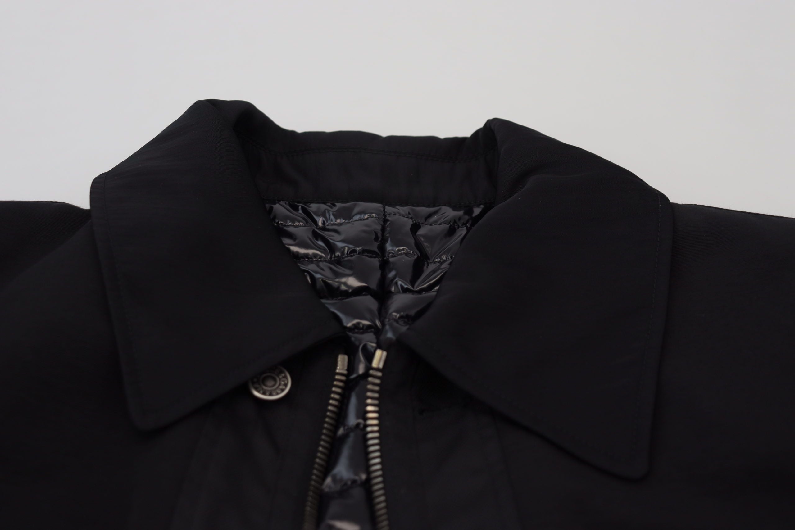 Dolce & Gabbana Black Wool Collared Full Zip Jacket Dolce & Gabbana