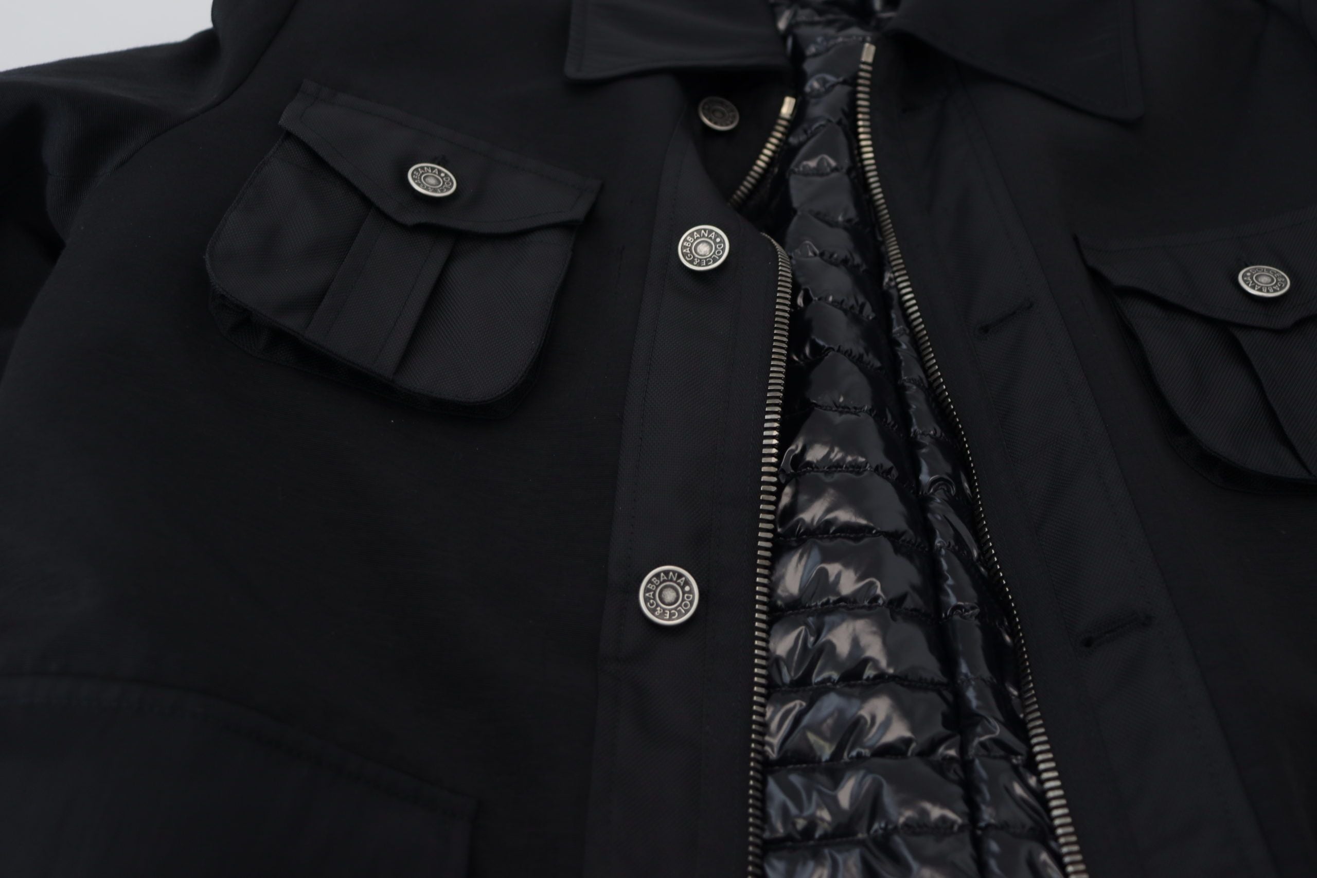 Dolce & Gabbana Black Wool Collared Full Zip Jacket Dolce & Gabbana