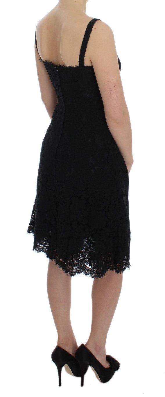 Dolce & Gabbana Black Floral Lace Shift Knee Length Dress Dolce & Gabbana