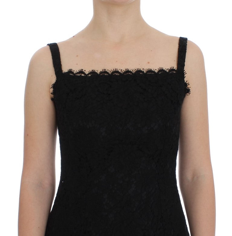 Dolce & Gabbana Black Floral Lace Shift Knee Length Dress Dolce & Gabbana