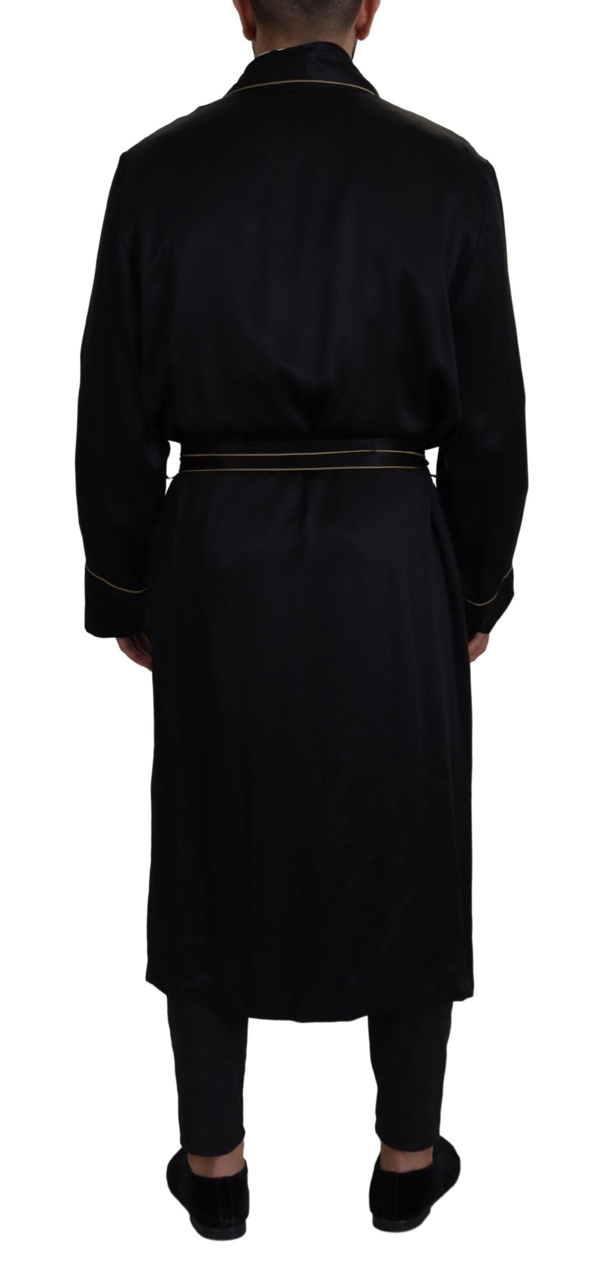 Dolce & Gabbana Black 100% Silk Robe Coat Wrap  Jacket Dolce & Gabbana