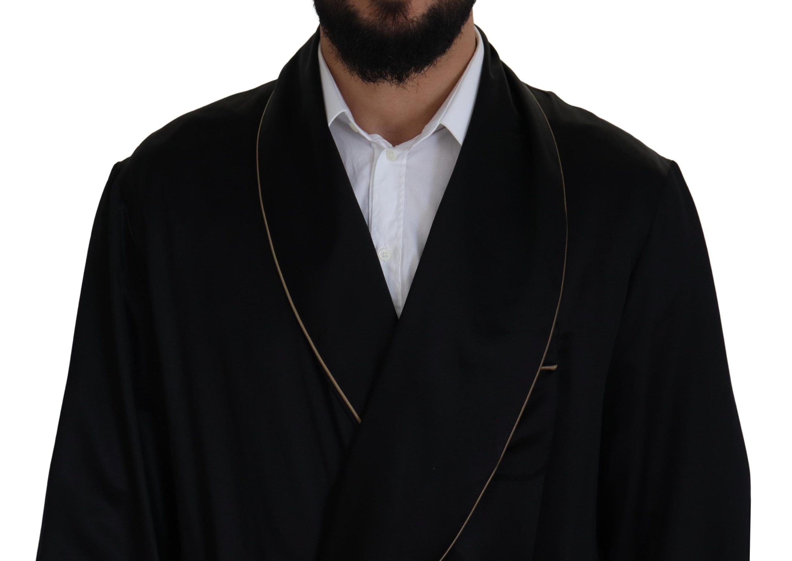 Dolce & Gabbana Black 100% Silk Robe Coat Wrap  Jacket Dolce & Gabbana