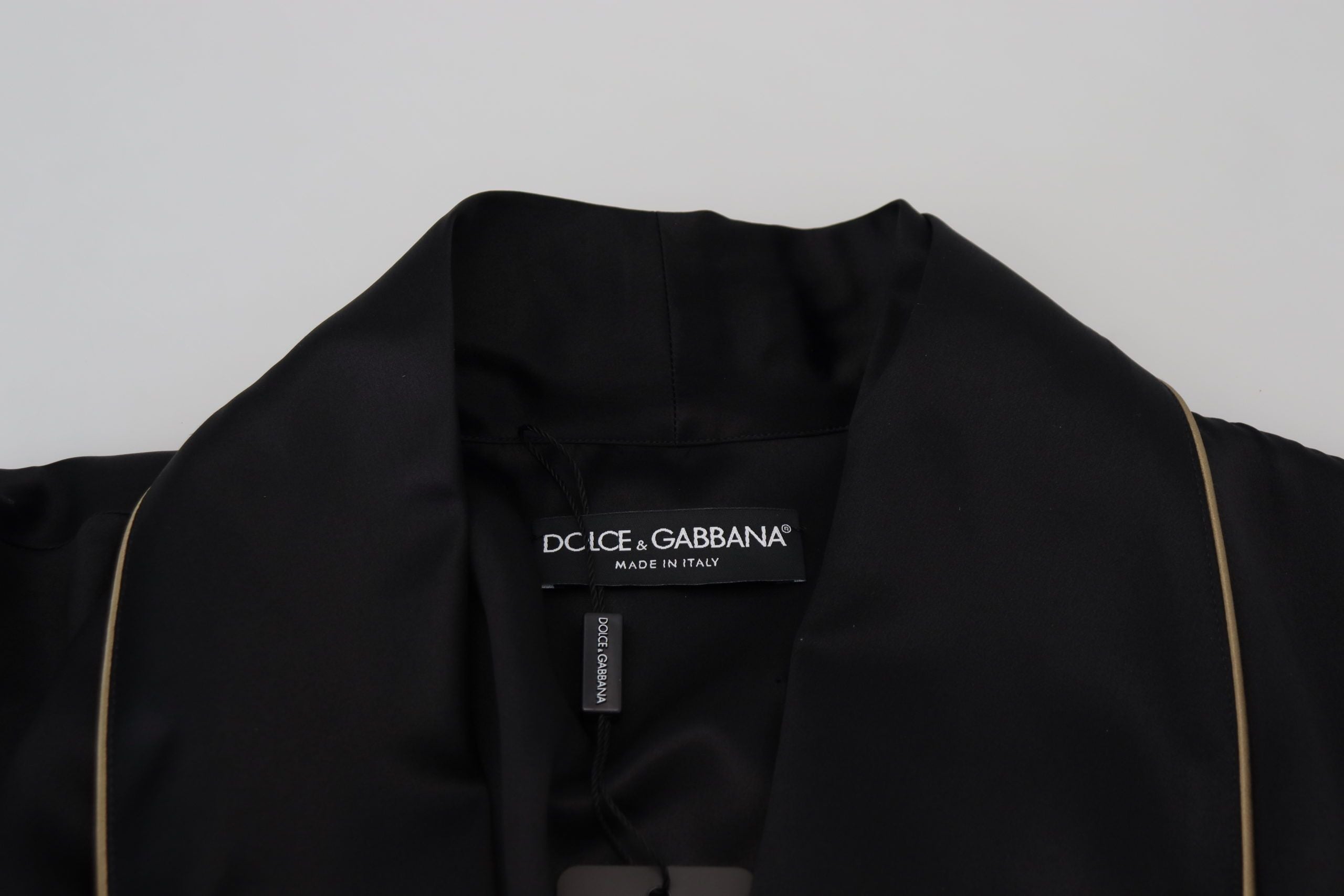Dolce & Gabbana Black 100% Silk Robe Coat Wrap  Jacket Dolce & Gabbana