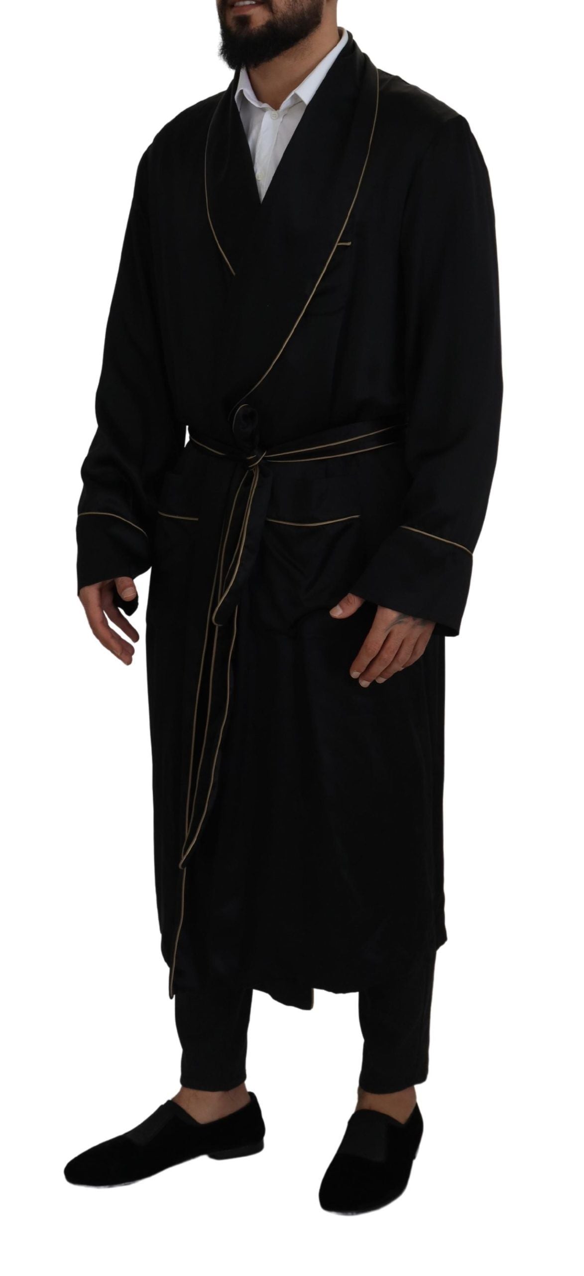 Dolce & Gabbana Black 100% Silk Robe Coat Wrap  Jacket Dolce & Gabbana
