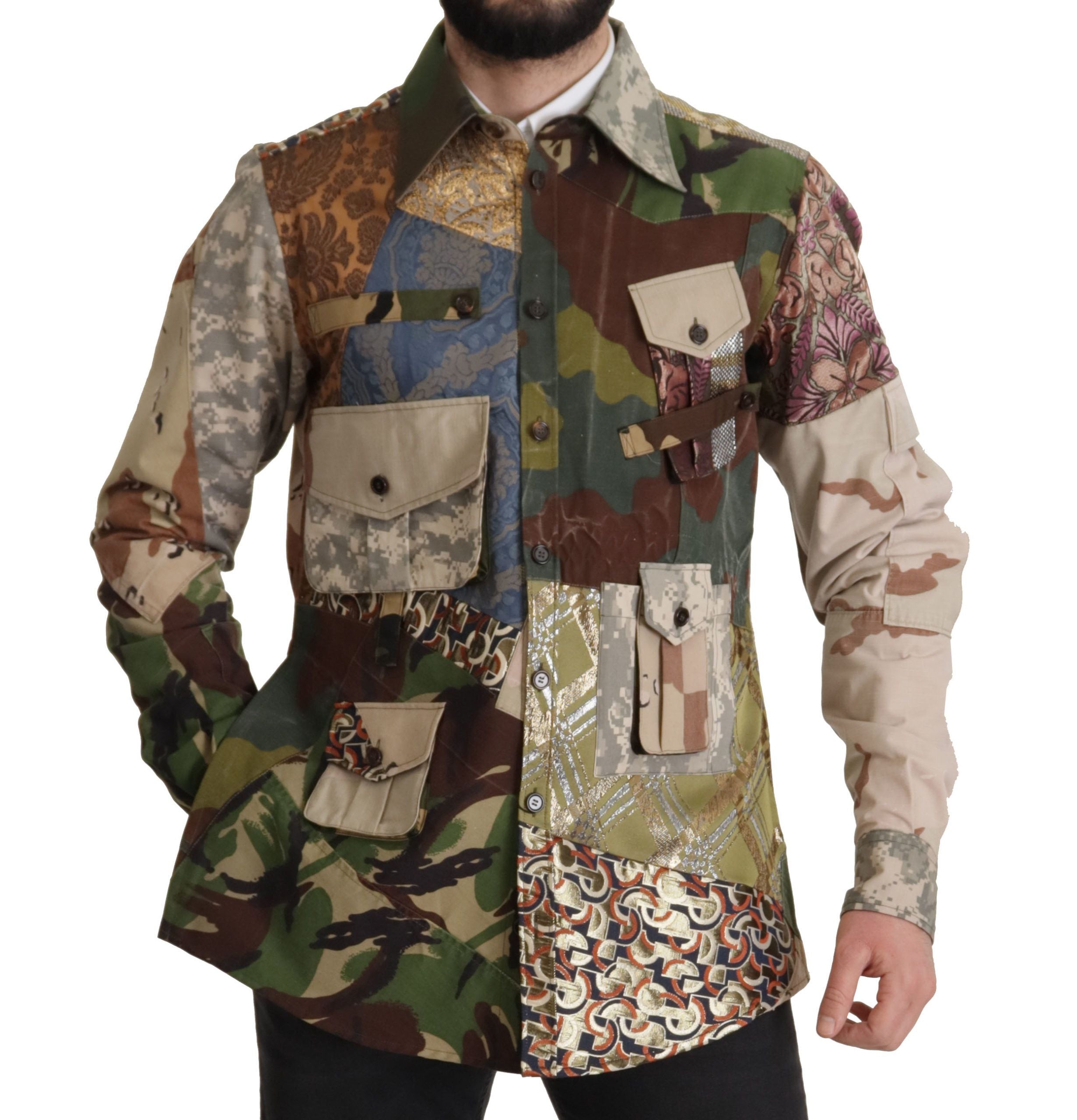 Dolce & Gabbana Multicolor Button Down Patchwork Shirt Dolce & Gabbana