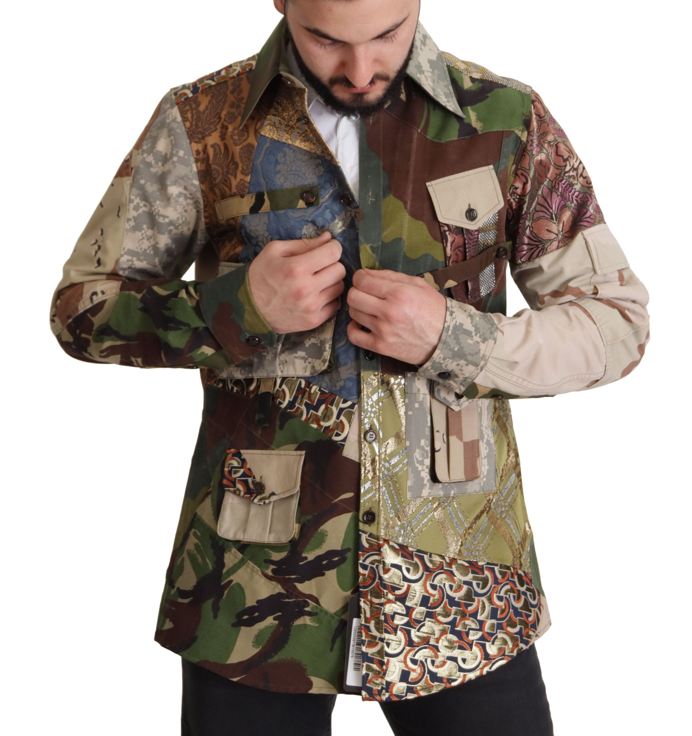 Dolce & Gabbana Multicolor Button Down Patchwork Shirt Dolce & Gabbana