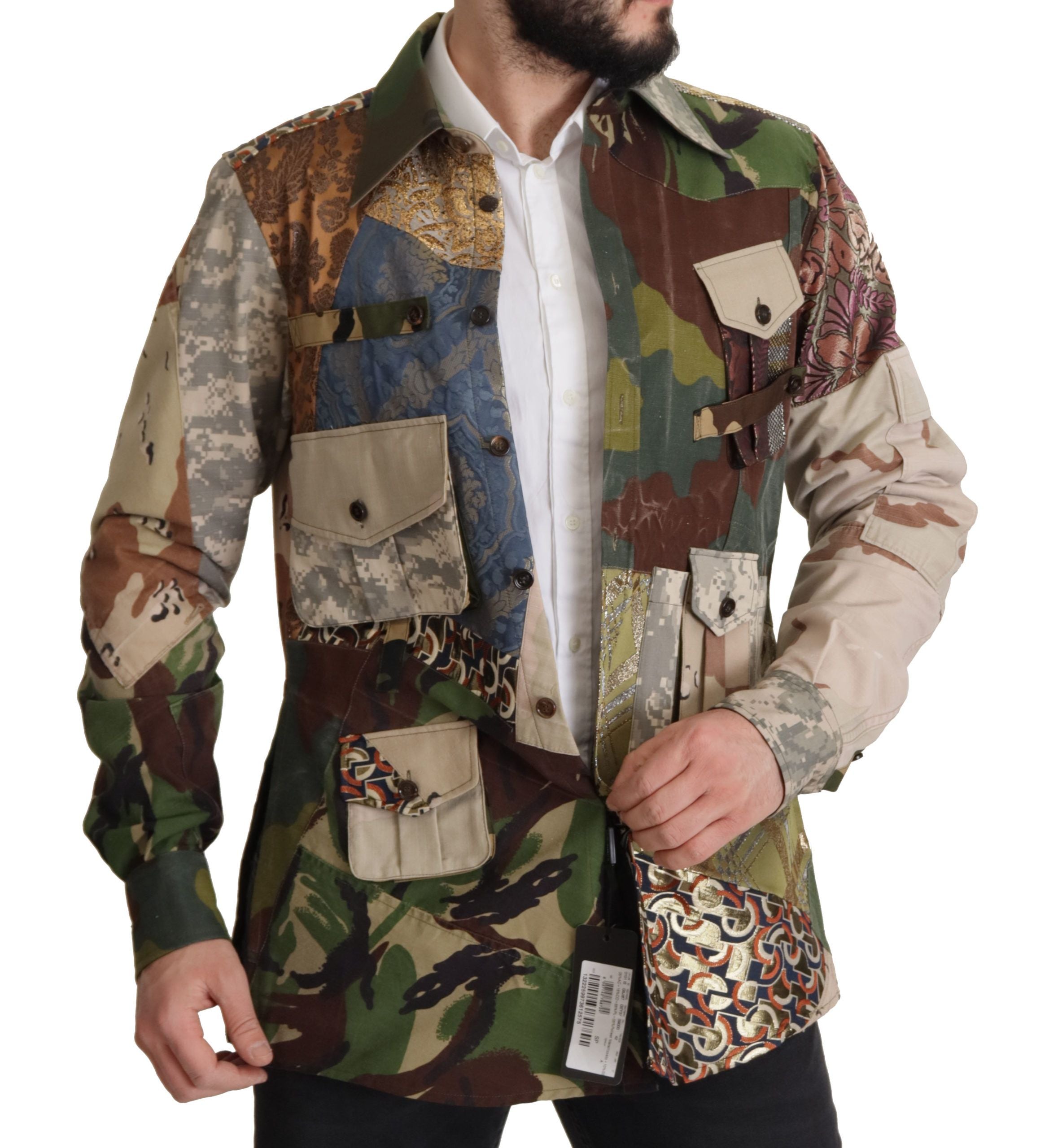 Dolce & Gabbana Multicolor Button Down Patchwork Shirt Dolce & Gabbana
