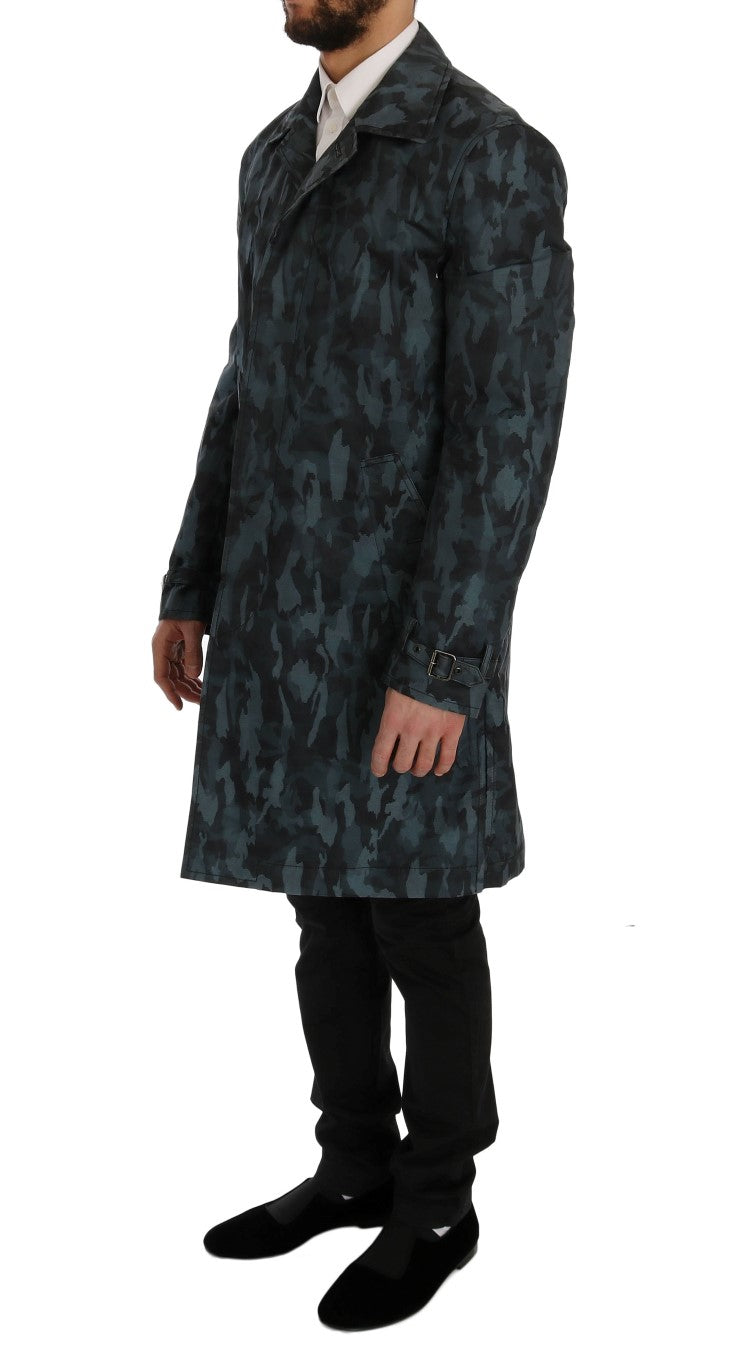 Dolce & Gabbana Blue Camouflage Trench Trench Dolce & Gabbana
