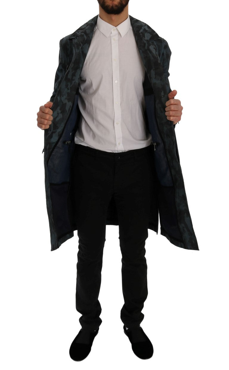 Dolce & Gabbana Blue Camouflage Trench Trench Dolce & Gabbana