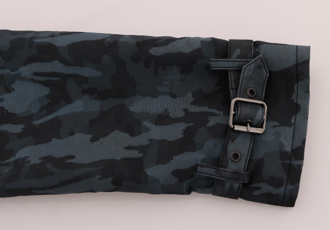 Dolce & Gabbana Blue Camouflage Trench Trench Dolce & Gabbana