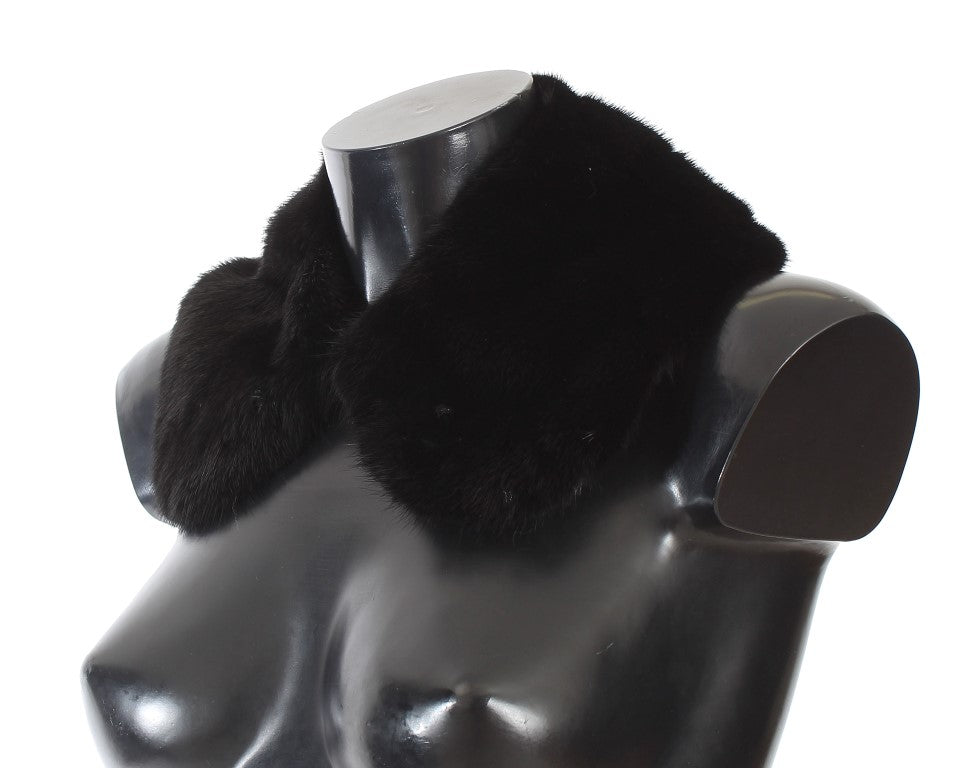 Dolce & Gabbana Black Mink Fur Shoulder Collar Scarf Dolce & Gabbana